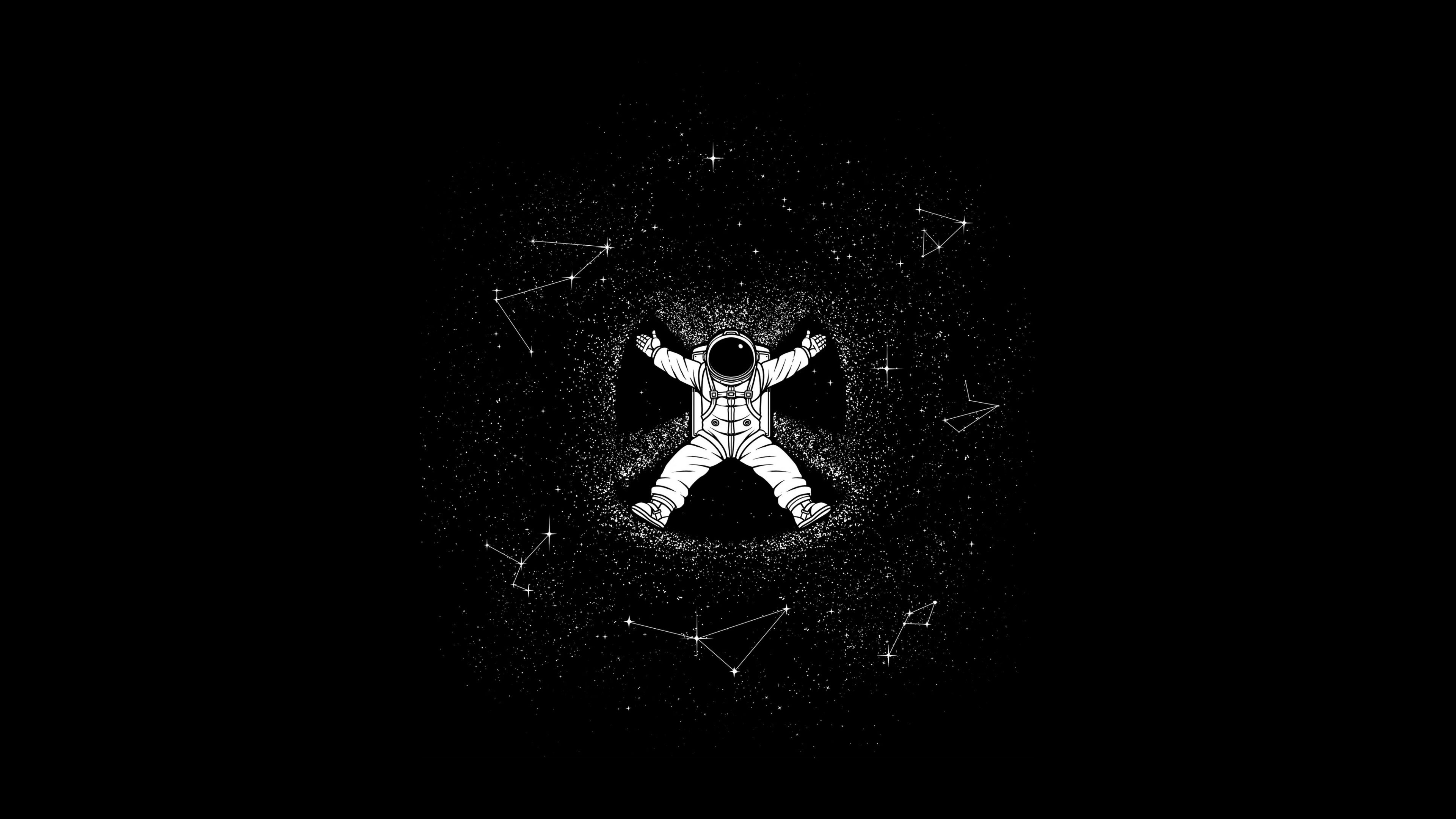 3840x2160 Astronaut Wallpaper 4K, Minimal art, Space artwork