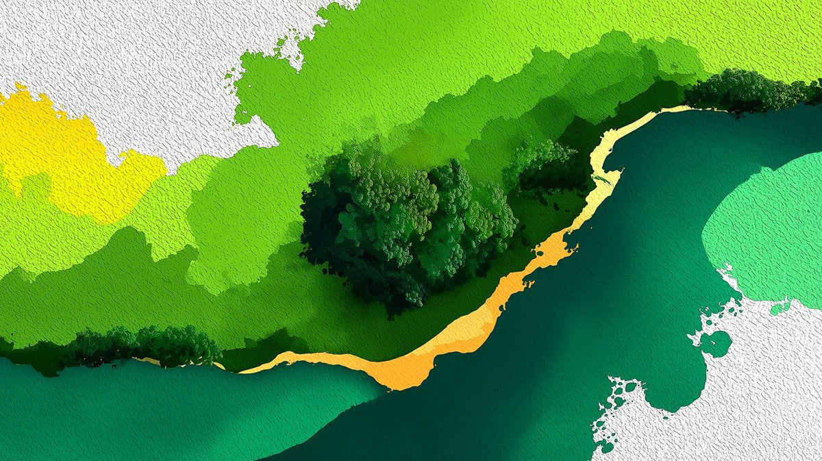 1200x673 Abstract Aerial River Mural Wallpaper