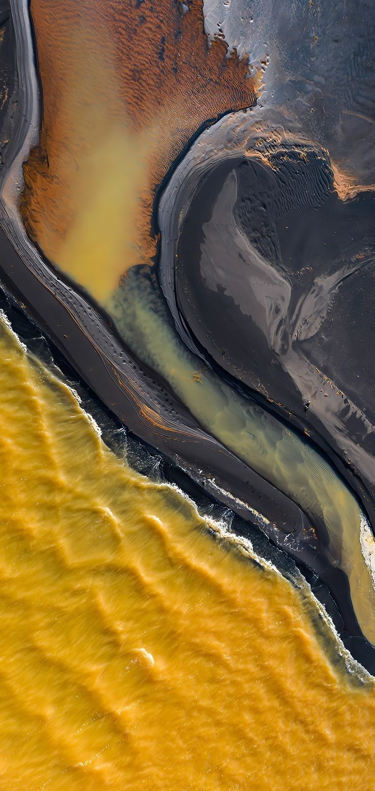 736x1552 Abstract iPhone Wallpaper with Aerial View of Water and Land. Abstract aerial view of river patterns, Abstract landscape art, Colorful river aerial photography