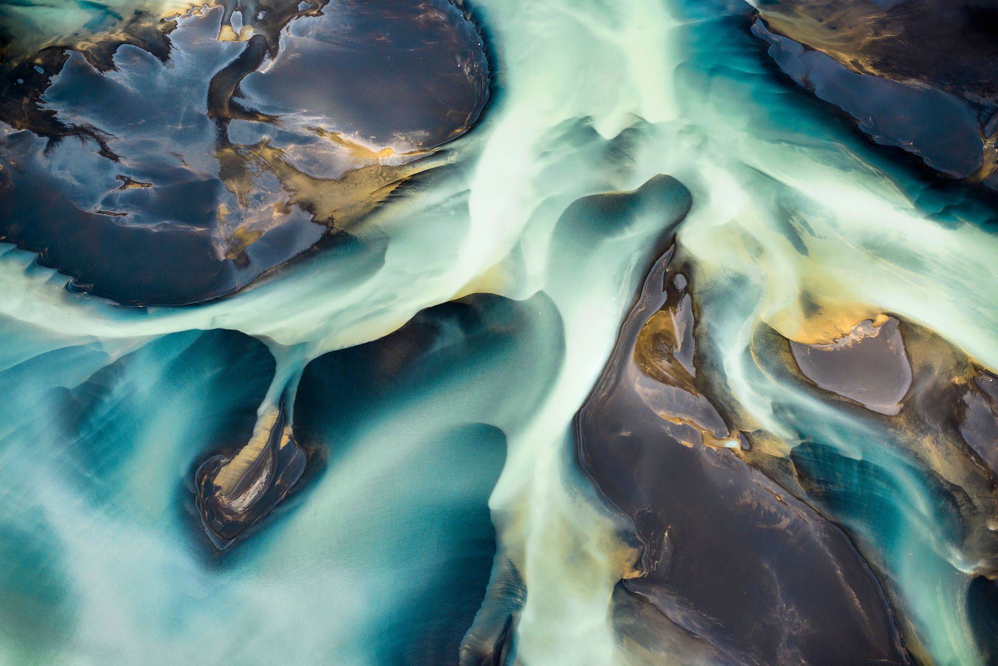 2048x1367 Abstract painting, river, satellite photo, river delta HD wallpaper