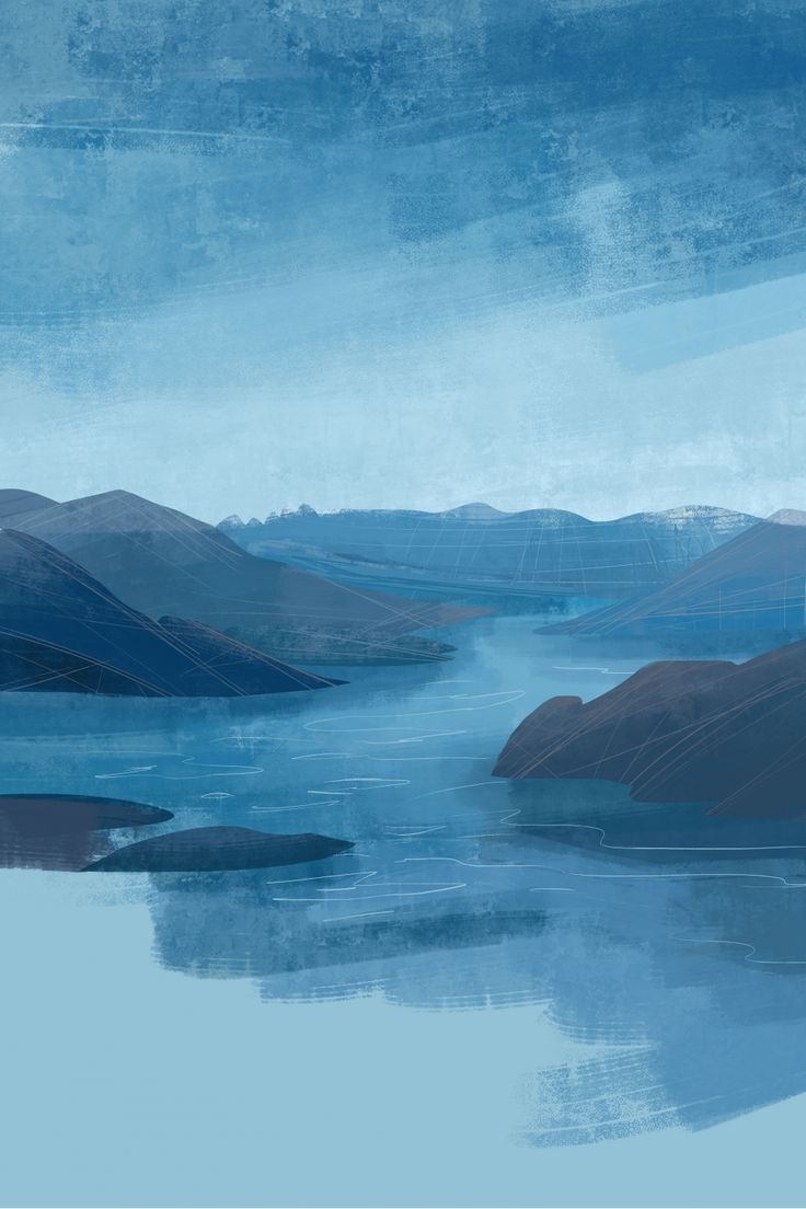 736x1104 Minimalistic Mountain River Landscape Background. River painting simple, Mountain water background, Mountain river background