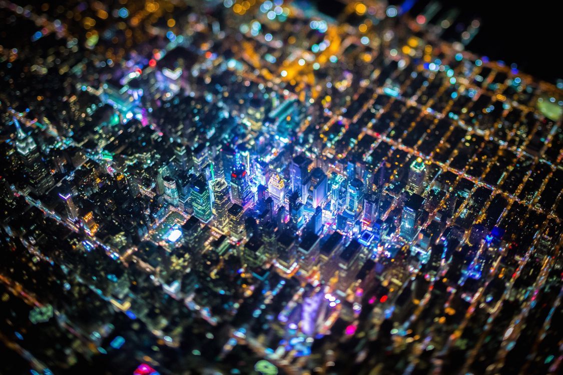 1125x750 Wallpaper Blue and Black Lighted City Buildings During Night Time, Background Free Image