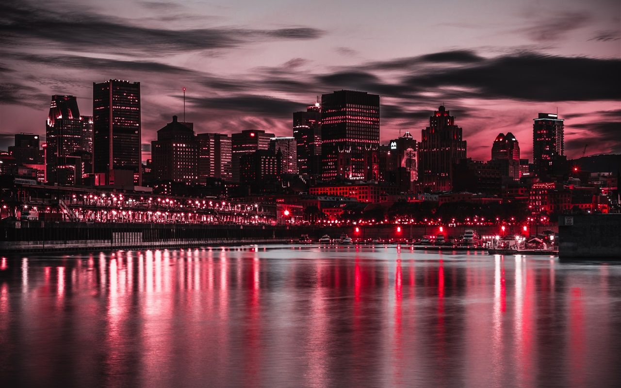 1280x800 Night, City, Buildings, Lights, River, Boats, Purple Style 1080x1920 IPhone 8 7 6 6S Plus Wallpaper, Background, Picture, Image