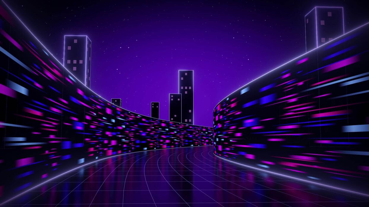 1244x700 Retro 80s Style Game Tunnel with Turns