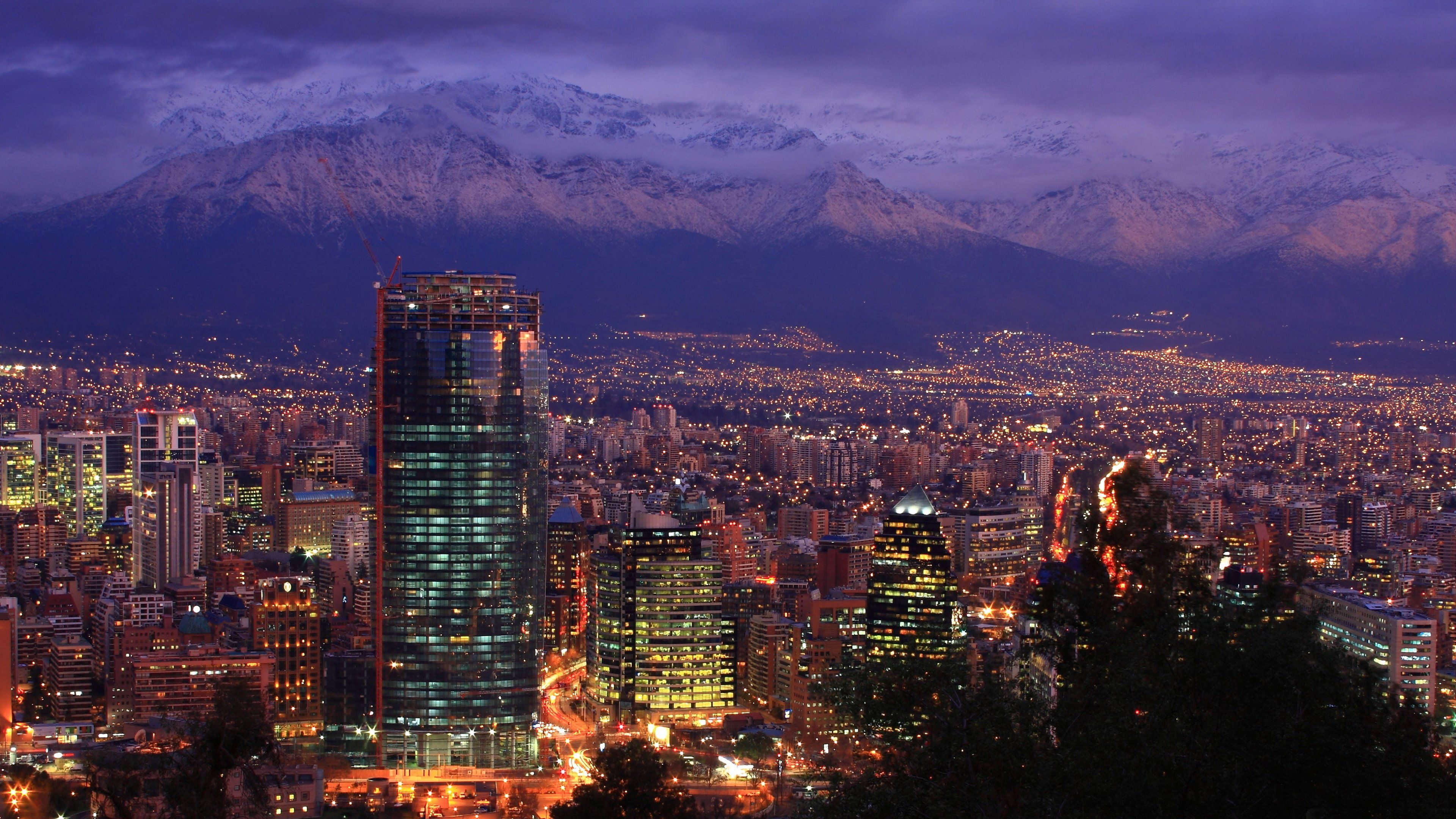 3840x2160 santiago, Chile, City, Buildings, Cars, Lights, Mountainside, Background, Eveningfall, Clouds, Hdr, Ultrahd, Black, White, Hd, 4k, Wallpaper, 3840x2160 Wallpaper HD / Desktop and Mobile Background