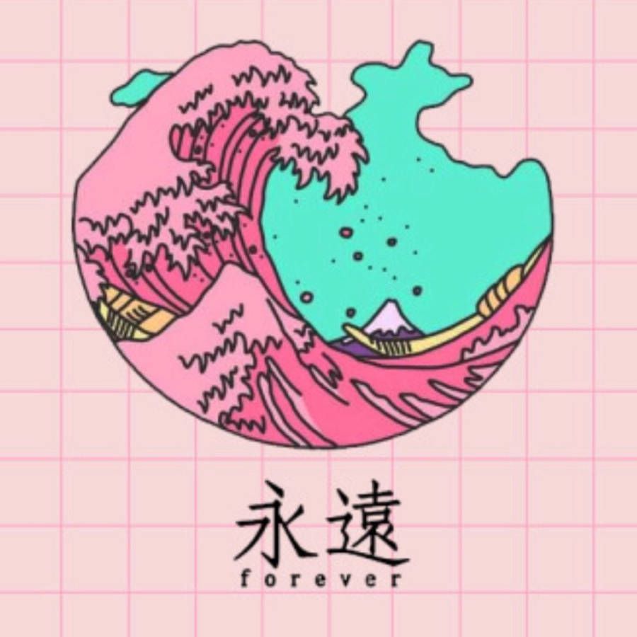 900x900 The Great Wave Pink And Teal Instagram Pfp Wallpaper