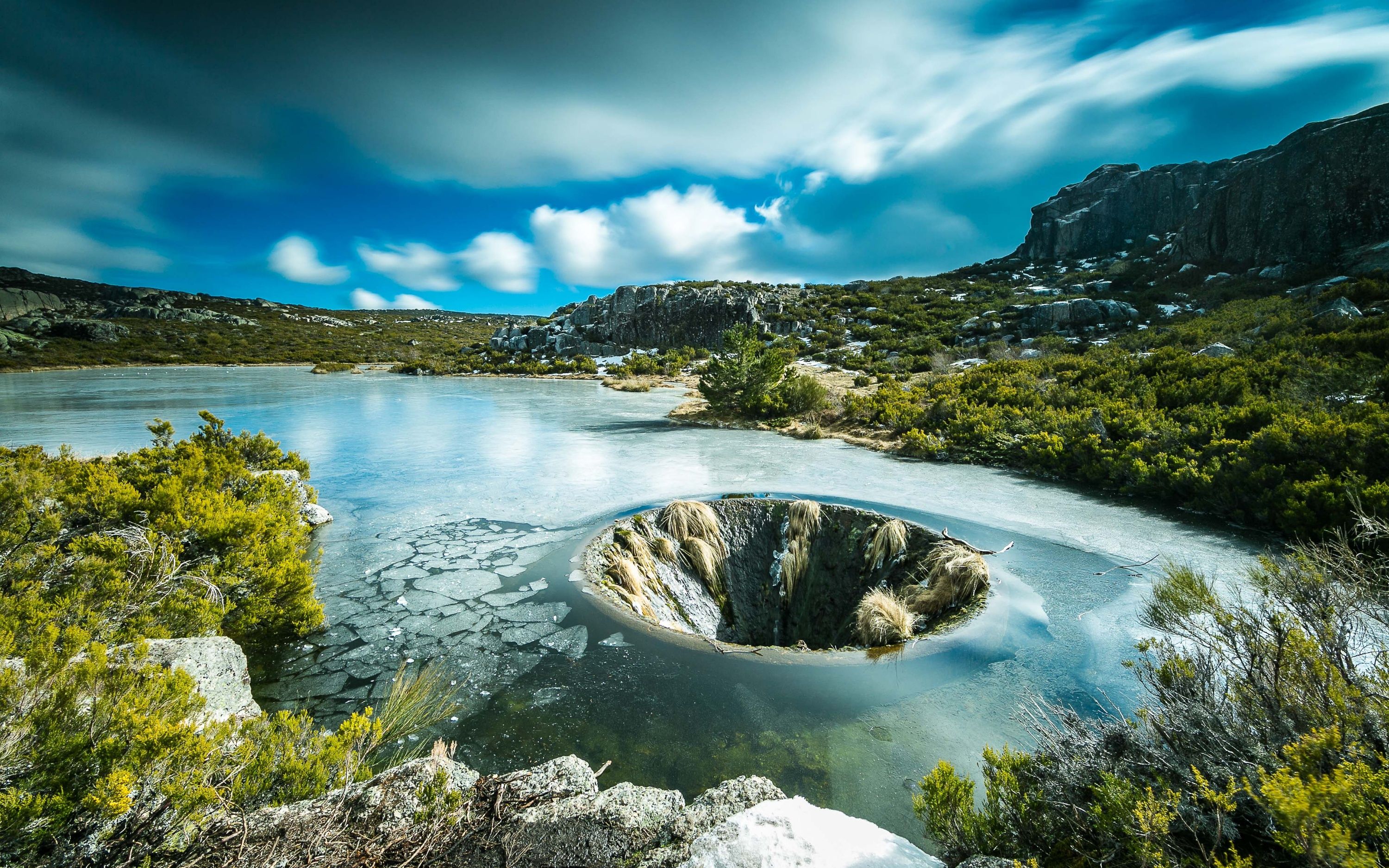 3000x1875 Download Cloud National Park Portugal Crater Stone Lake Nature Mountain Landscape HD Wallpaperx1875