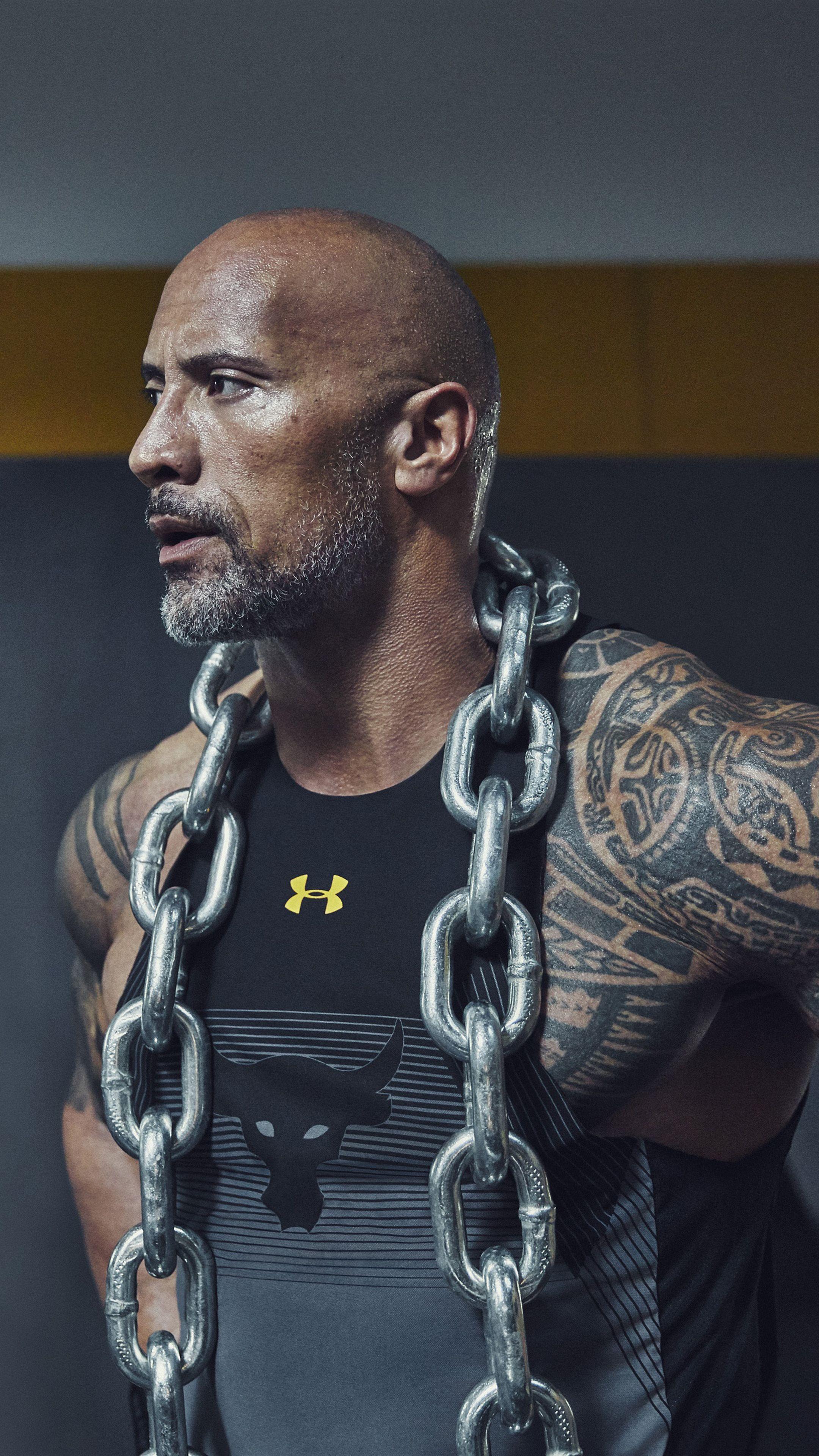 2160x3840 Dwayne Johnson Workout Wallpaper