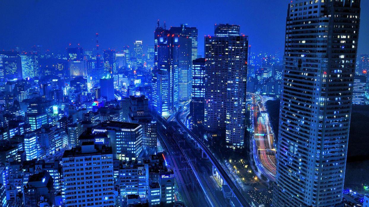 1244x700 Nhật Bản hình nền thành phố Tokyo tòa nhà chọc trời con đường đèn thành phố