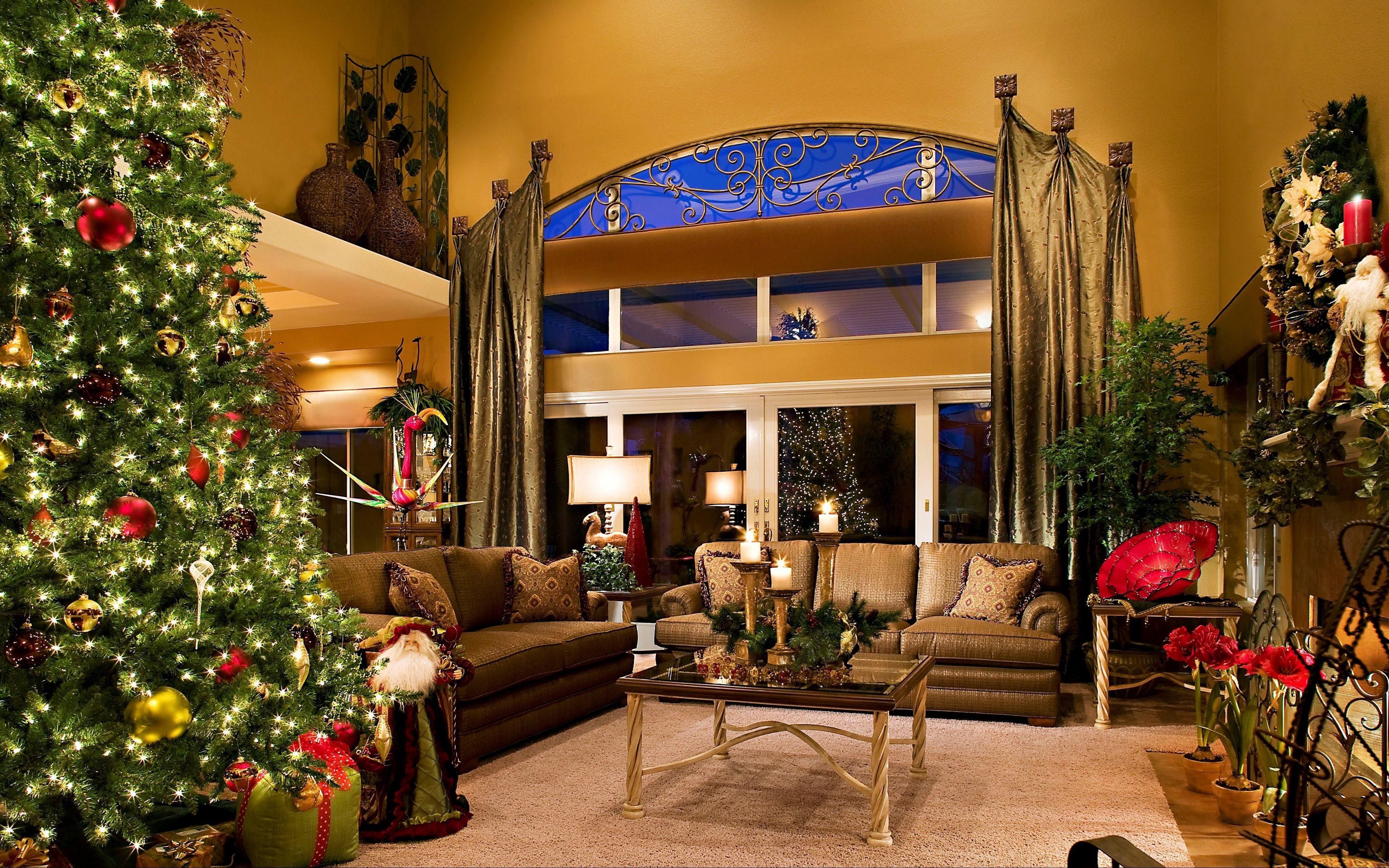 christmas living room wallpaper background