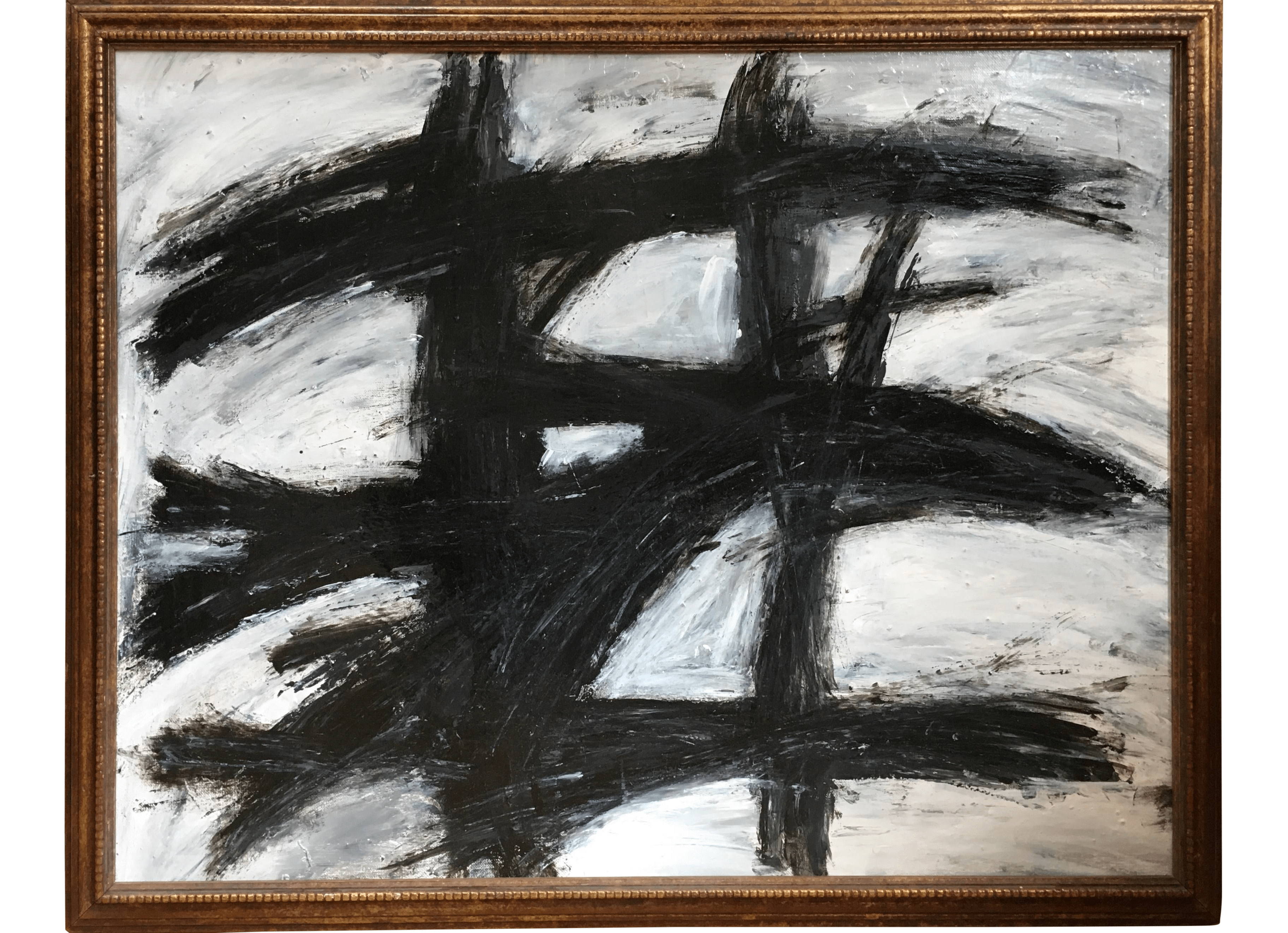 3647x2642 Vintage Mid Century Franz Kline attributedModern Abstract Oil Painting