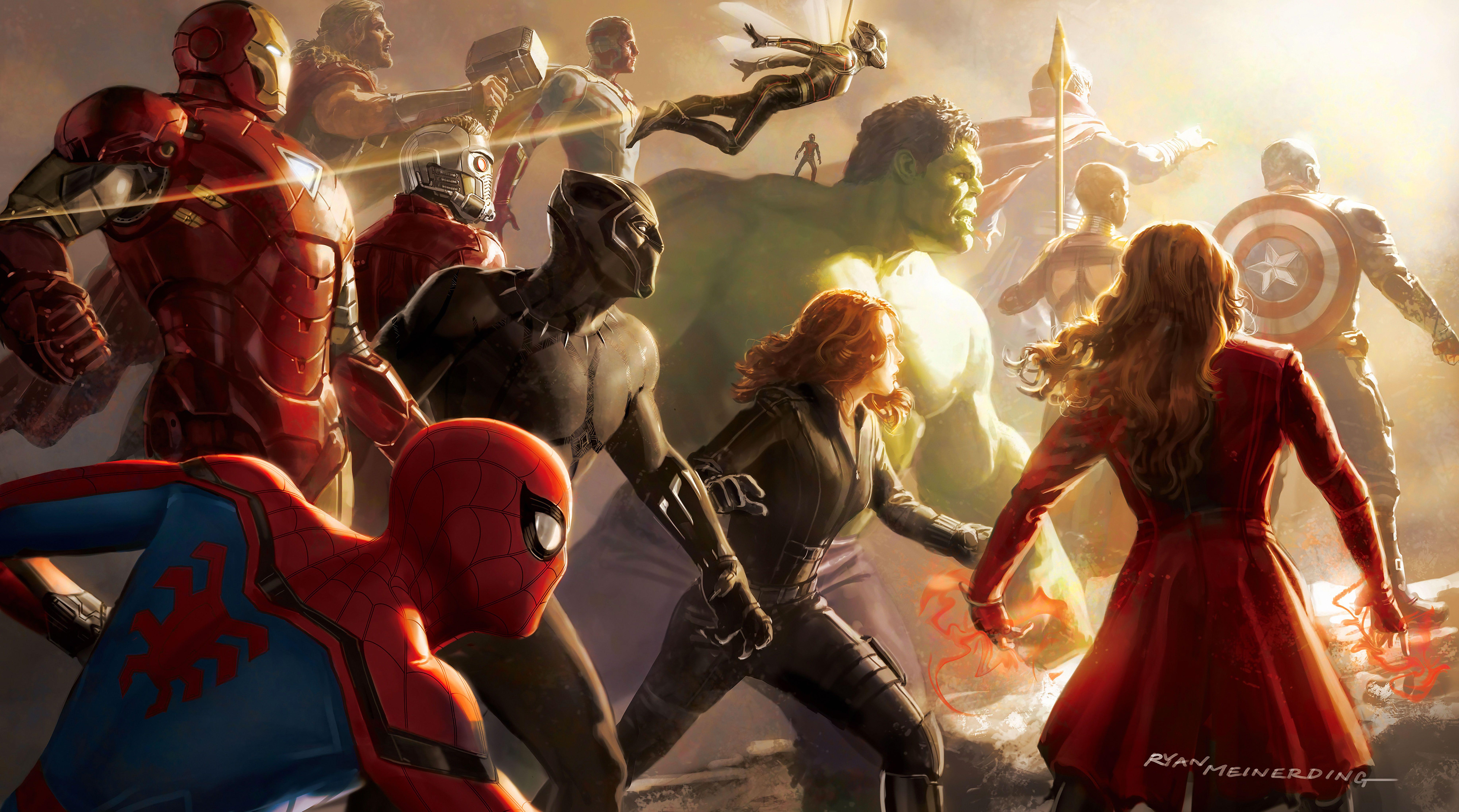 8000x4456 Hình nền Avengers: Infinity War, Tác phẩm nghệ thuật, Truyện tranh Marvel, 4K, 8K