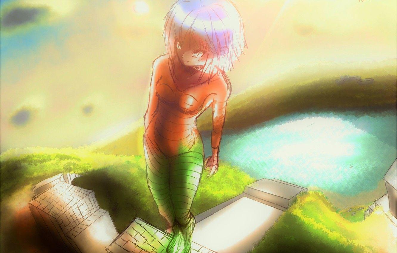 1332x850 Wallpaper girl, anime, perspective, procreate image for desktop, section прочее