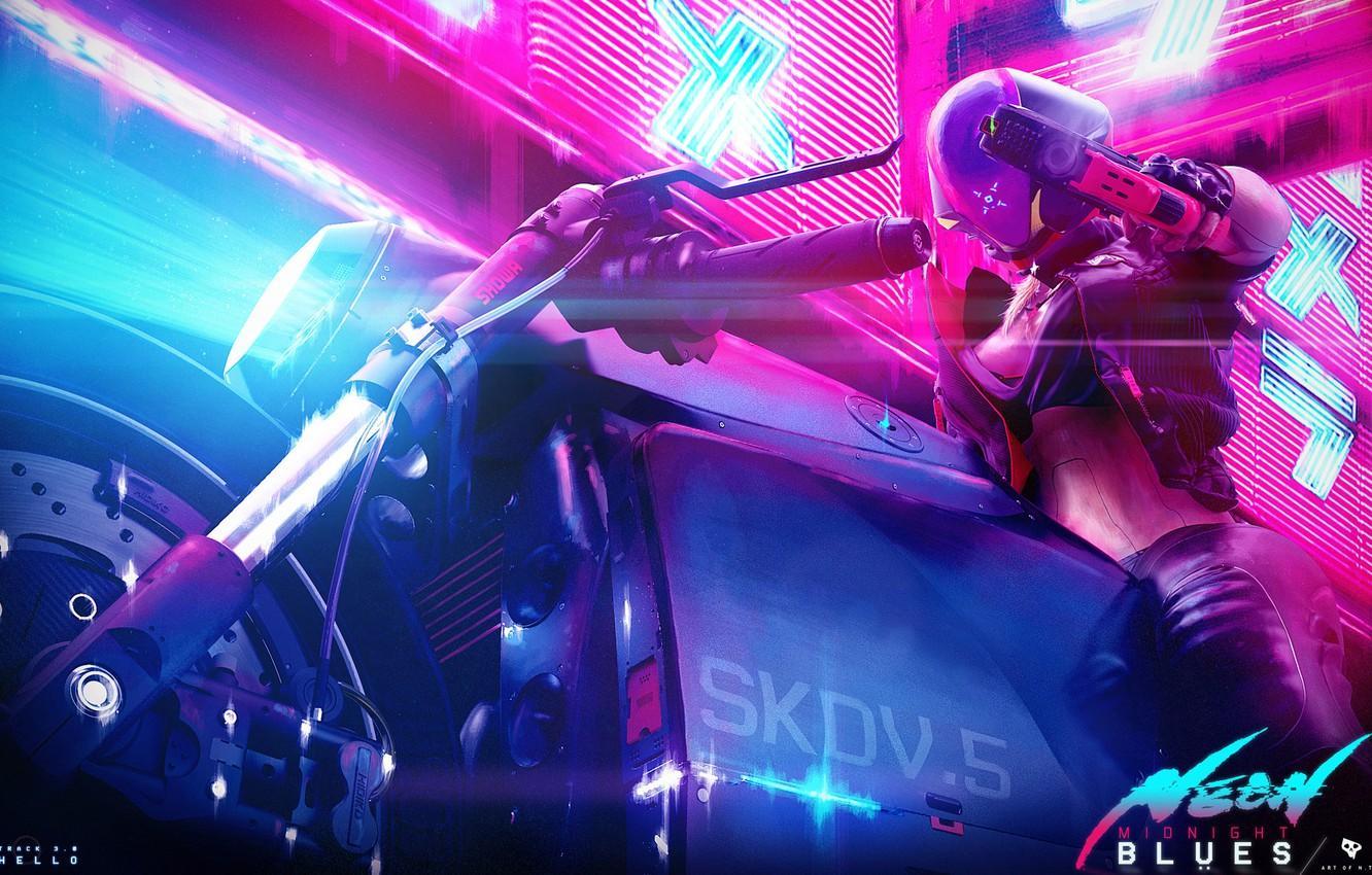 Hình nền Neon Biker 1332x850