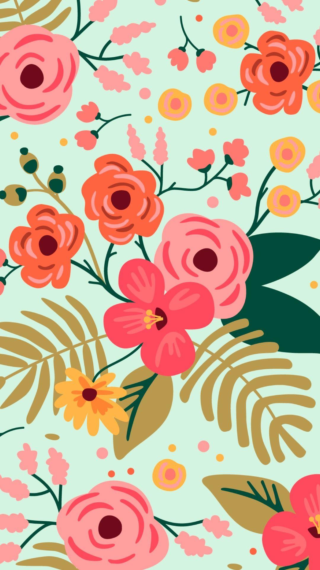 1080x1920 Free Vector Floral Wallpaper and Background. Download Free HD image. Vintage flowers wallpaper, Floral wallpaper iphone, Flower background wallpaper