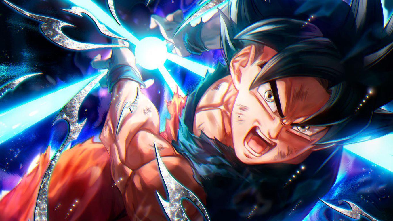 Download wallpaper 1366x768 full power, dragon ball super, black