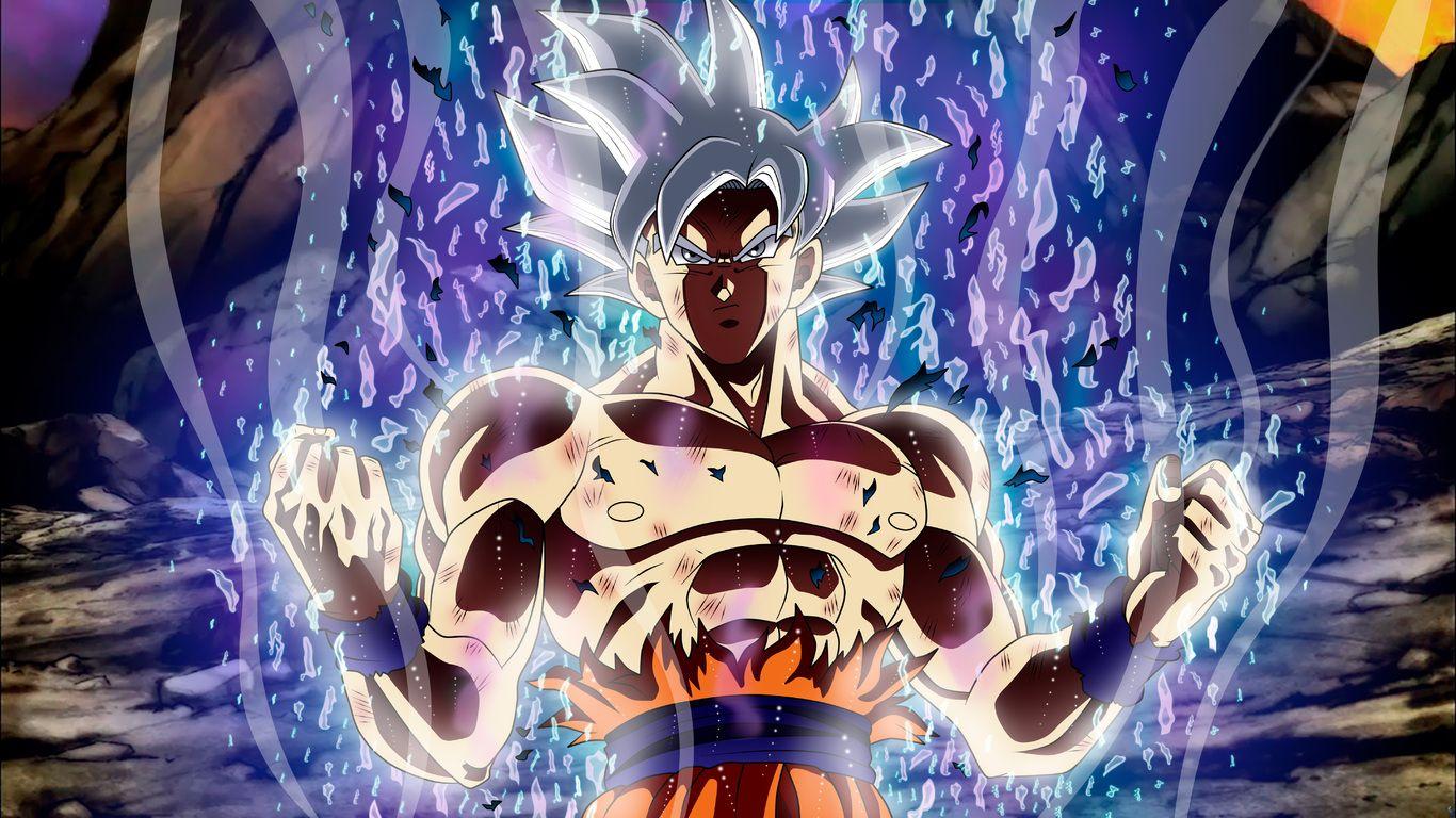 Download wallpaper 1366x768 full power, dragon ball super, black