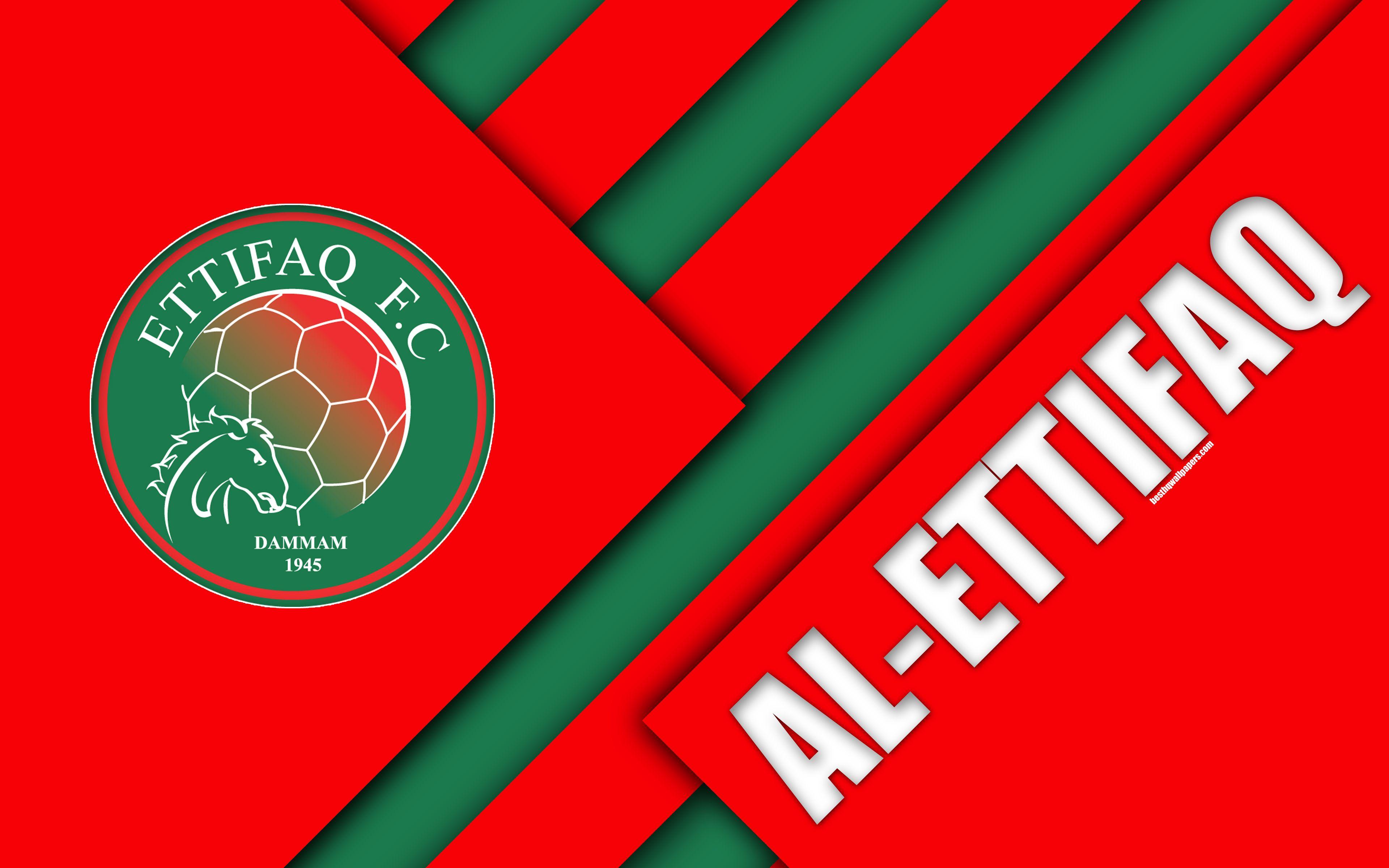 3840x2400 Download Wallpaper Al Ettifaq FC, 4k, Red Green Abstraction, Logo, Saudi Arabian Football Club, Material Design, Dammam, Saudi Arabia, Football, Saudi Professional For Desktop With Resolution 3840x2400. High Quality HD Picture Wallpaper