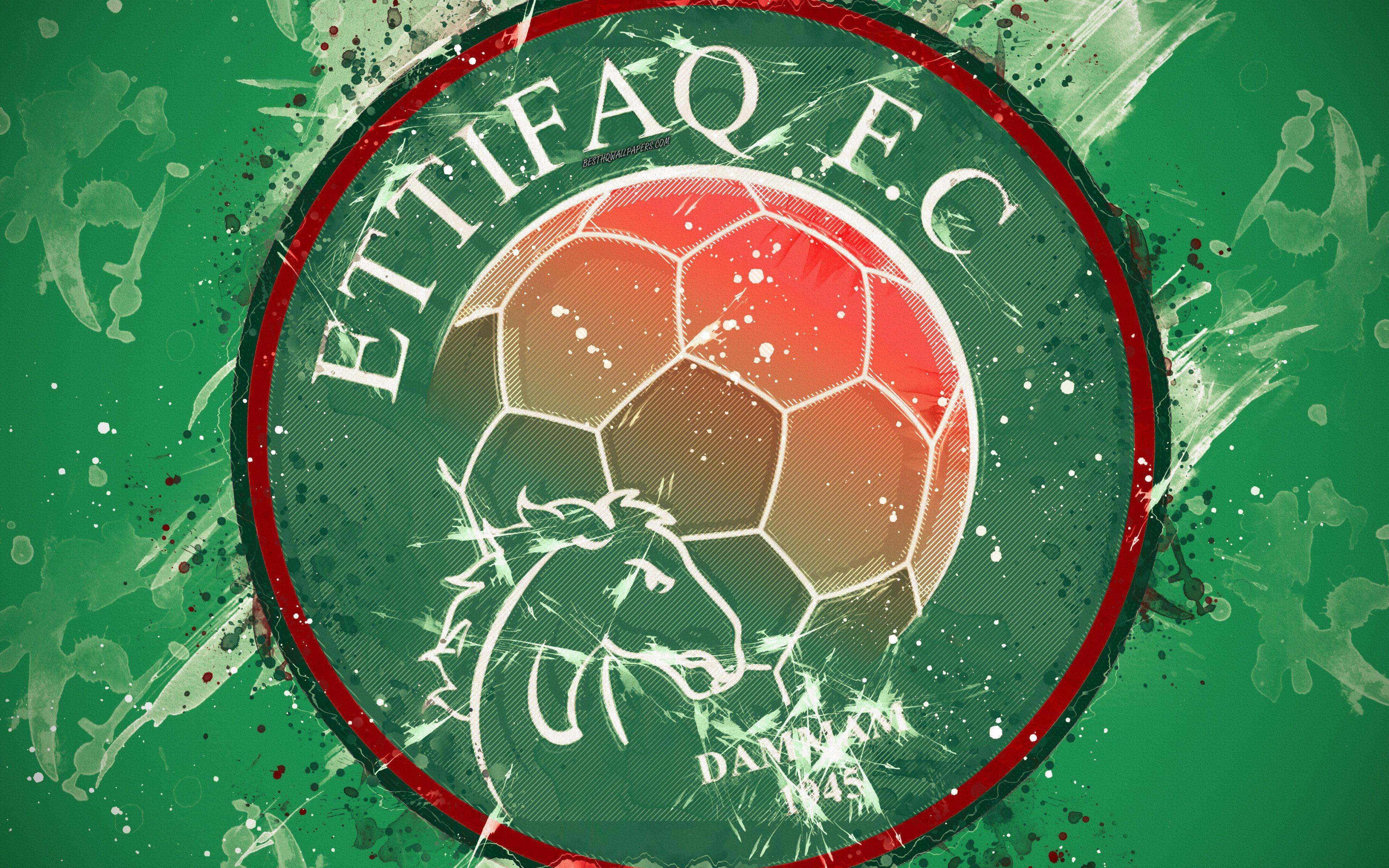 3840x2400 Download Wallpaper Al Ettifaq FC, 4k, Paint Art, Logo, Creative, Saudi Arabian Football Team, Saudi Professional League, Emblem, Green Background, Grunge Style, Dammam, Saudi Arabia, Football For Desktop With Resolution 3840x2400. High Quality