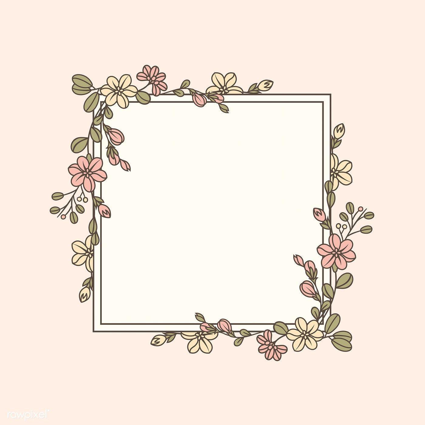 1400x1400 Frame decorated with flowers vector. free image / manotang. Doodle frames, Floral logo design, Flower frame