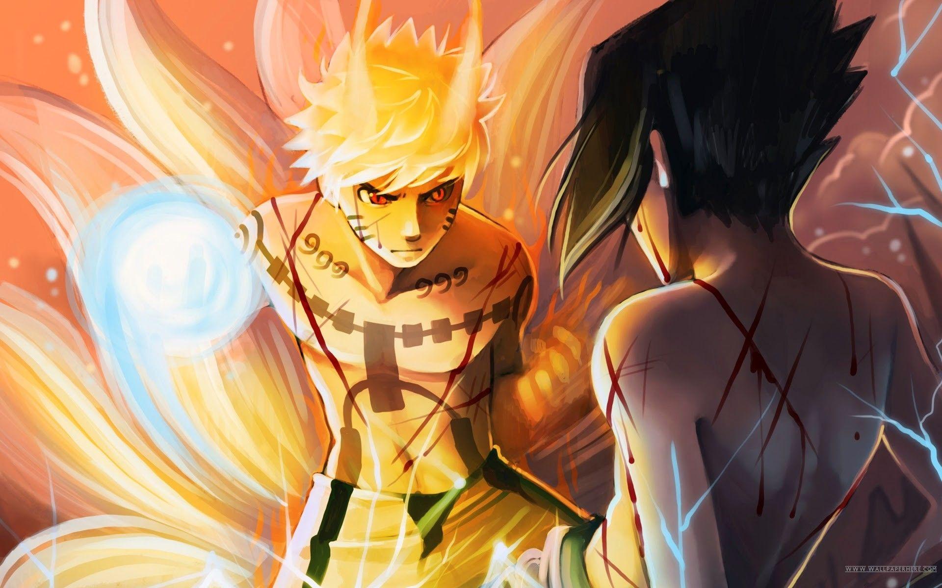 1920x1200 Kid Nine Tailed Naruto Vs Sasuke HD Desktop Wallpaper