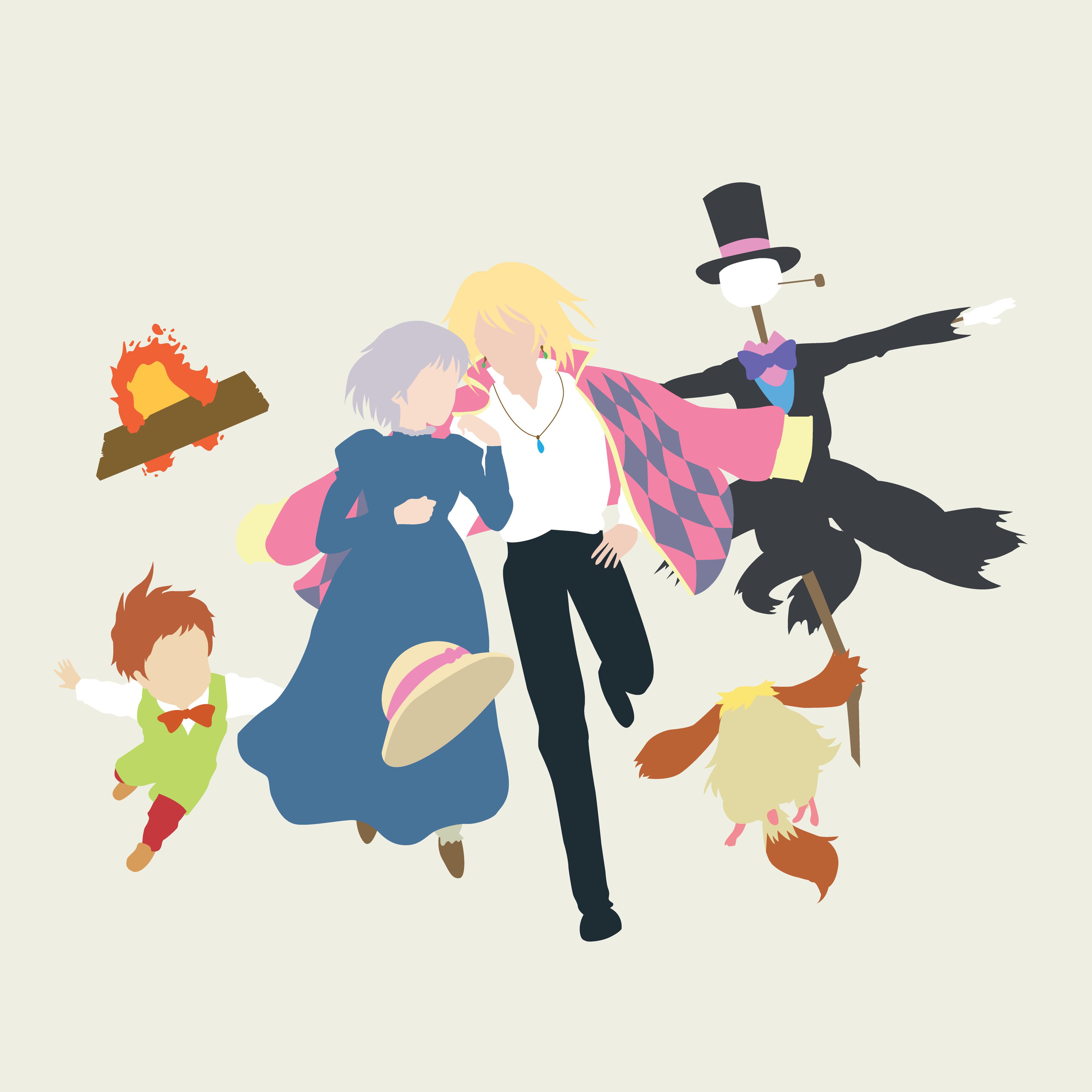 4000x4000 Howl's Minimalist Art: (wallpaper versions and more ghibli there too!)