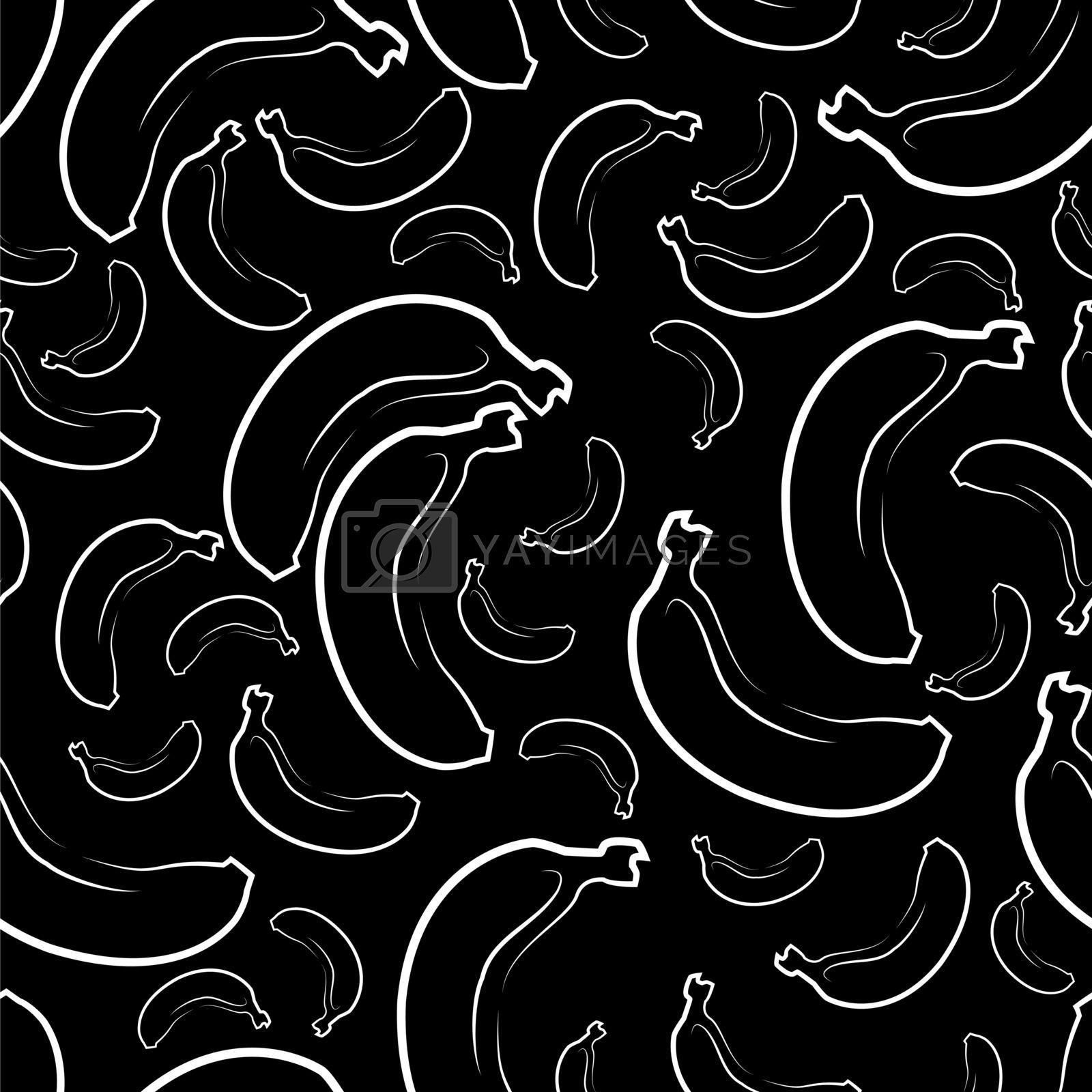 1600x1600 Abstract seamless background design cloth texture with banana elements. Creative vector endless fabric pattern with shapes of small bananas. Simple soft graphic tile image for wallpaper. Royalty Free Stock Image