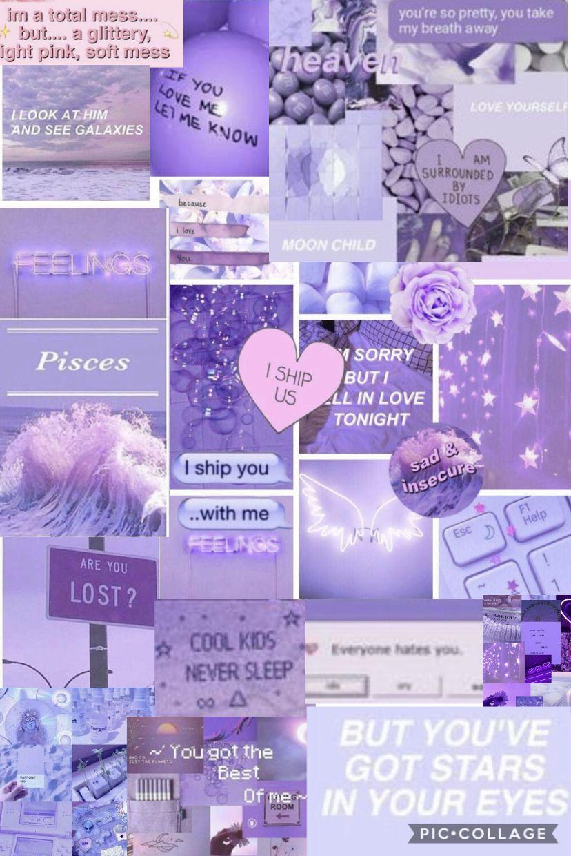 Collage High Quality Purple Aesthetic Laptop Wallpaper - Desconchadamente