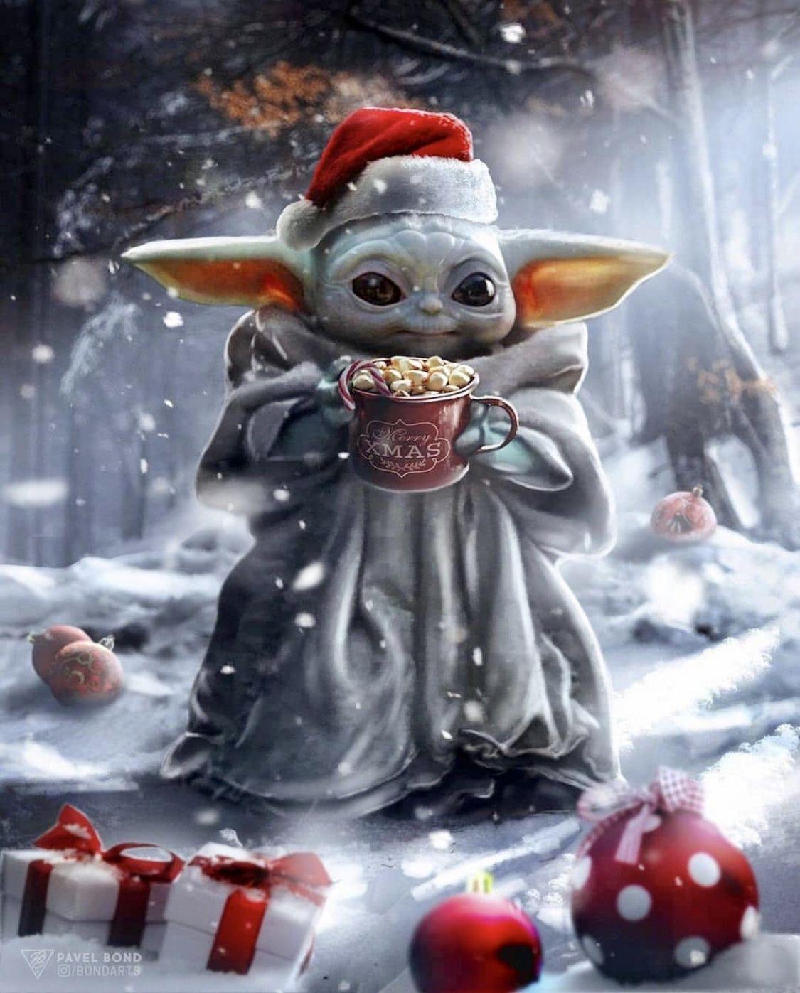 Bộ sưu tập Baby yoda background Christmas Độc đáo và dễ thương