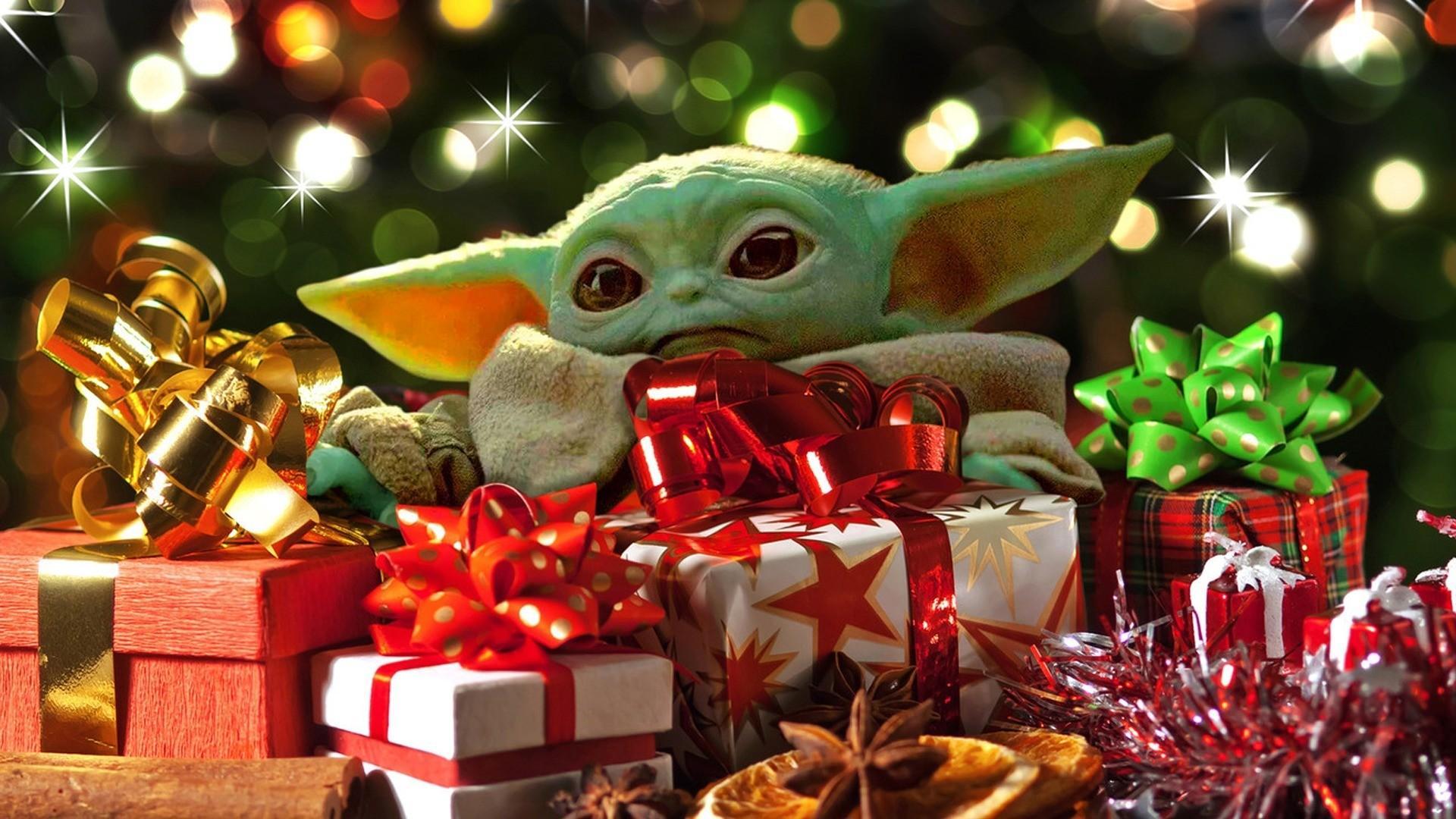 1920x1080 Star Wars Baby Yoda Christmas Wallpaper