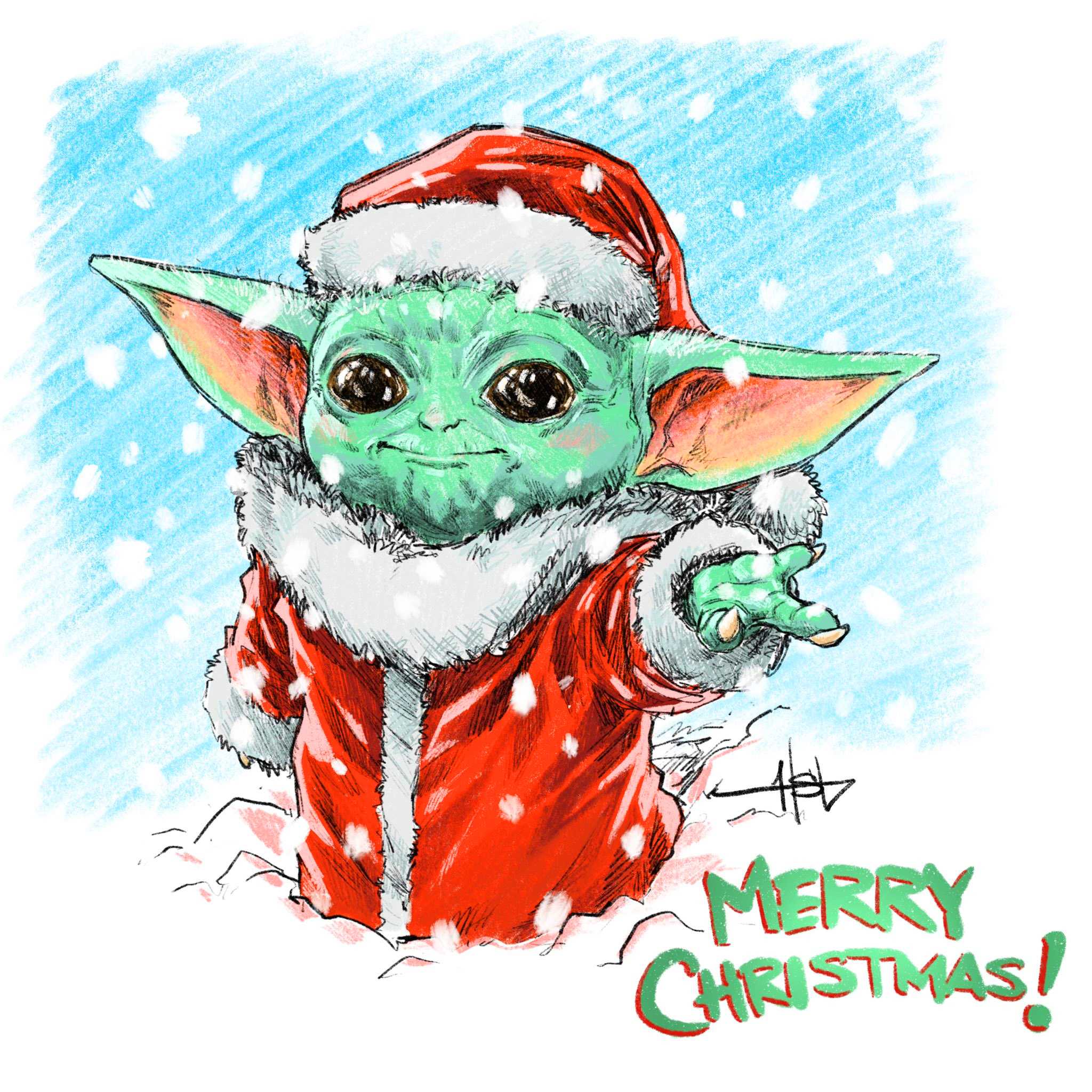 2048x2048 Christmas Baby Yoda Wallpaper Free HD Wallpaper