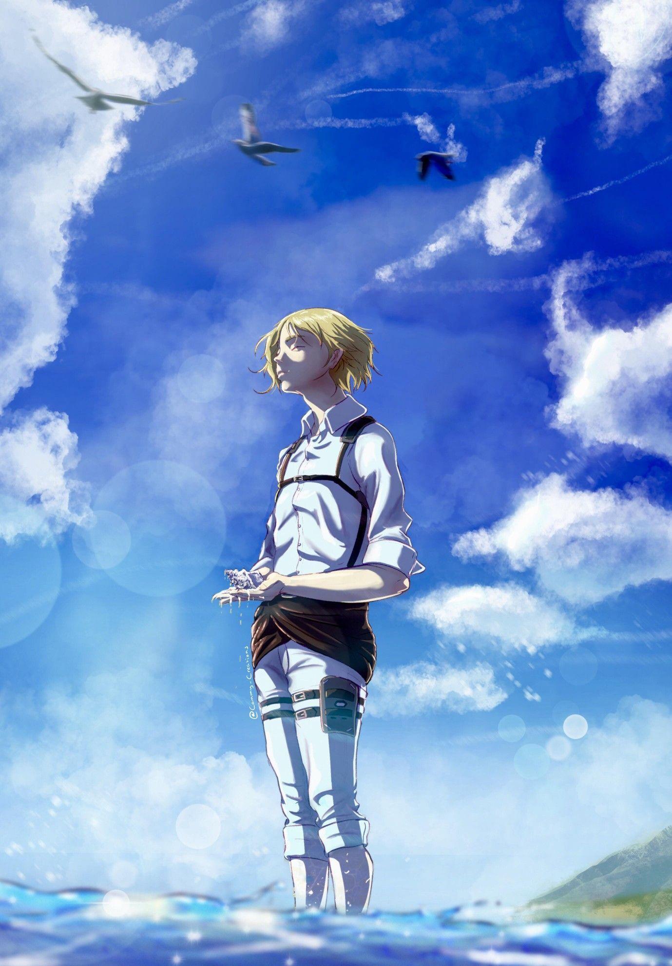 1379x1983 Anime Wallpaper HD: Blue Anime Aesthetic Attack On Titan