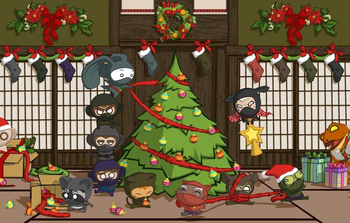 1332x850 Wallpaper holiday, toys, Japan, tree, new year, Christmas, men, gifts, ninja, new year, merry christmas image for desktop, section новый год