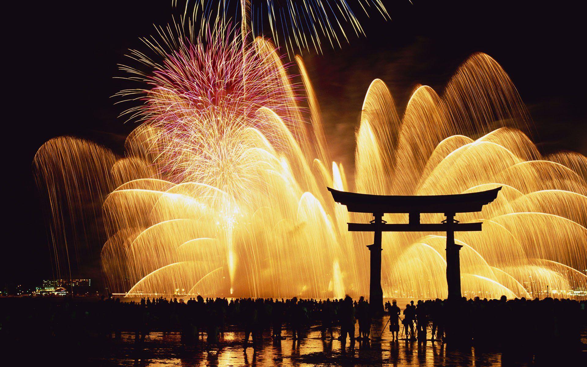 1920x1200 Fireworks Japan New Year Christmas HD wallpaper