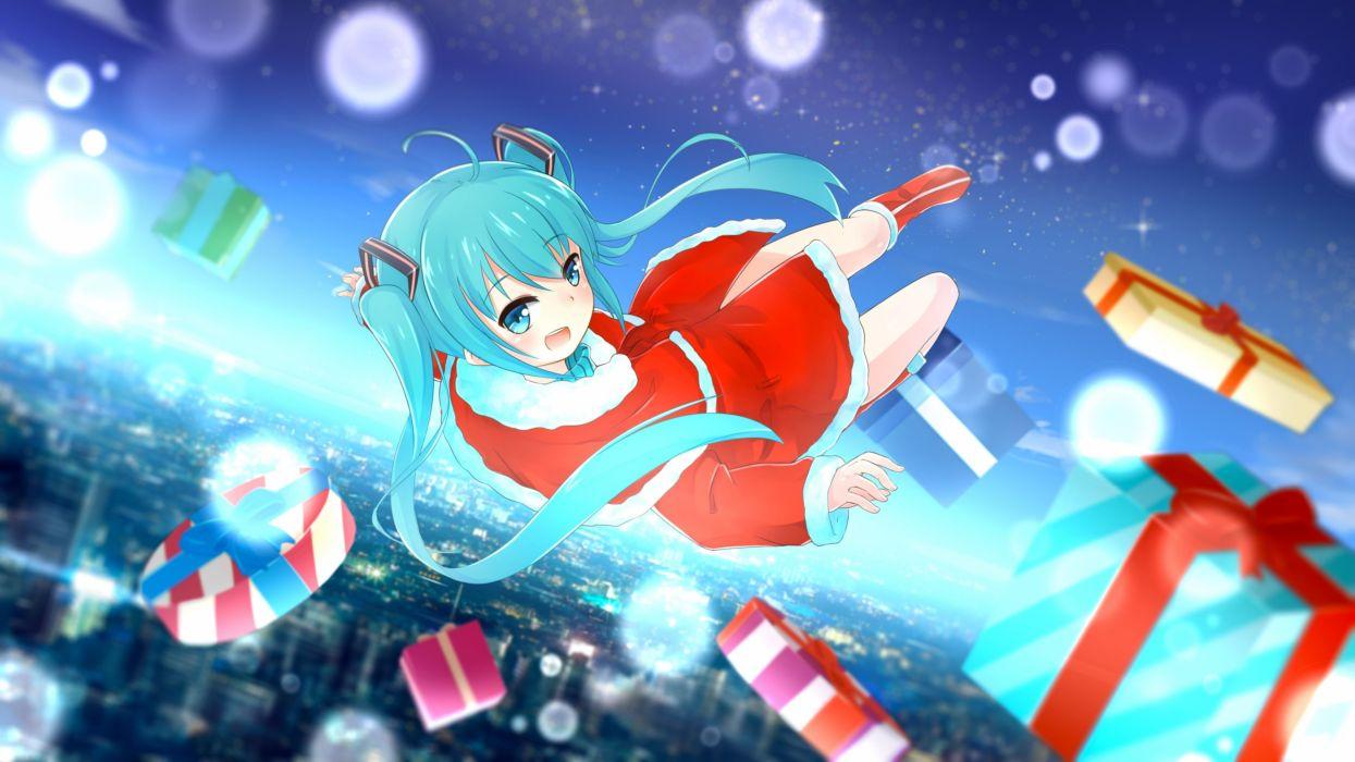 1245x700 Christmas hat hatsune miku santa costume santa hat vocaloid wallpaperx2160