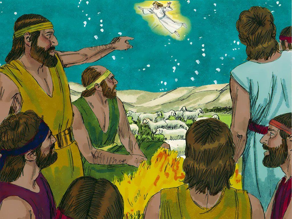 1024x768 FreeBibleimage - Shepherds Hear Of The Birth Of Jesus - Angels Announce The Birth Of Jesus To Shepherds (Luke 2:8 20)