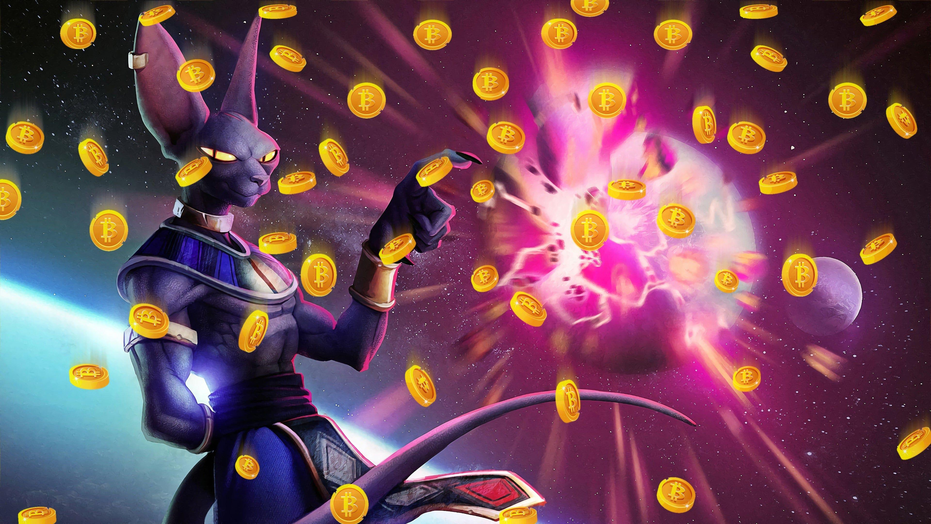 3840x2160 Bitcoins From Above Beerus God Of Destruction Dragon Ball Super A352 Wallpaper