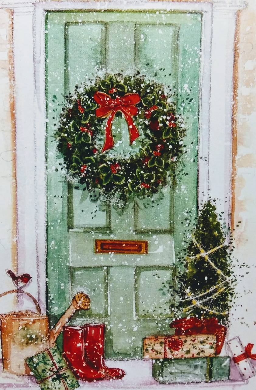 842x1280 christmas door wallpaper