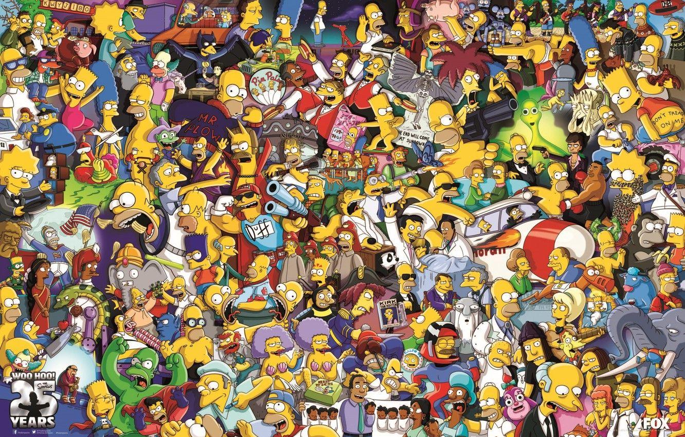 1332x850 Wallpaper Poster, The Simpsons, 25 Years, The cartoon characters, 25th Anniversary, The simpsons, Poster image for desktop, section фильмы