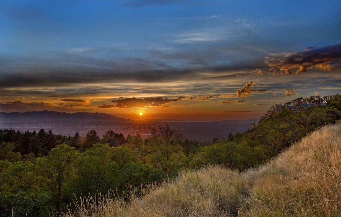 1332x850 Wallpaper sunset, lake, panorama, Utah, Utah, Milkic, Millcreek Township, Mount Olympus Cove image for desktop, section пейзажи
