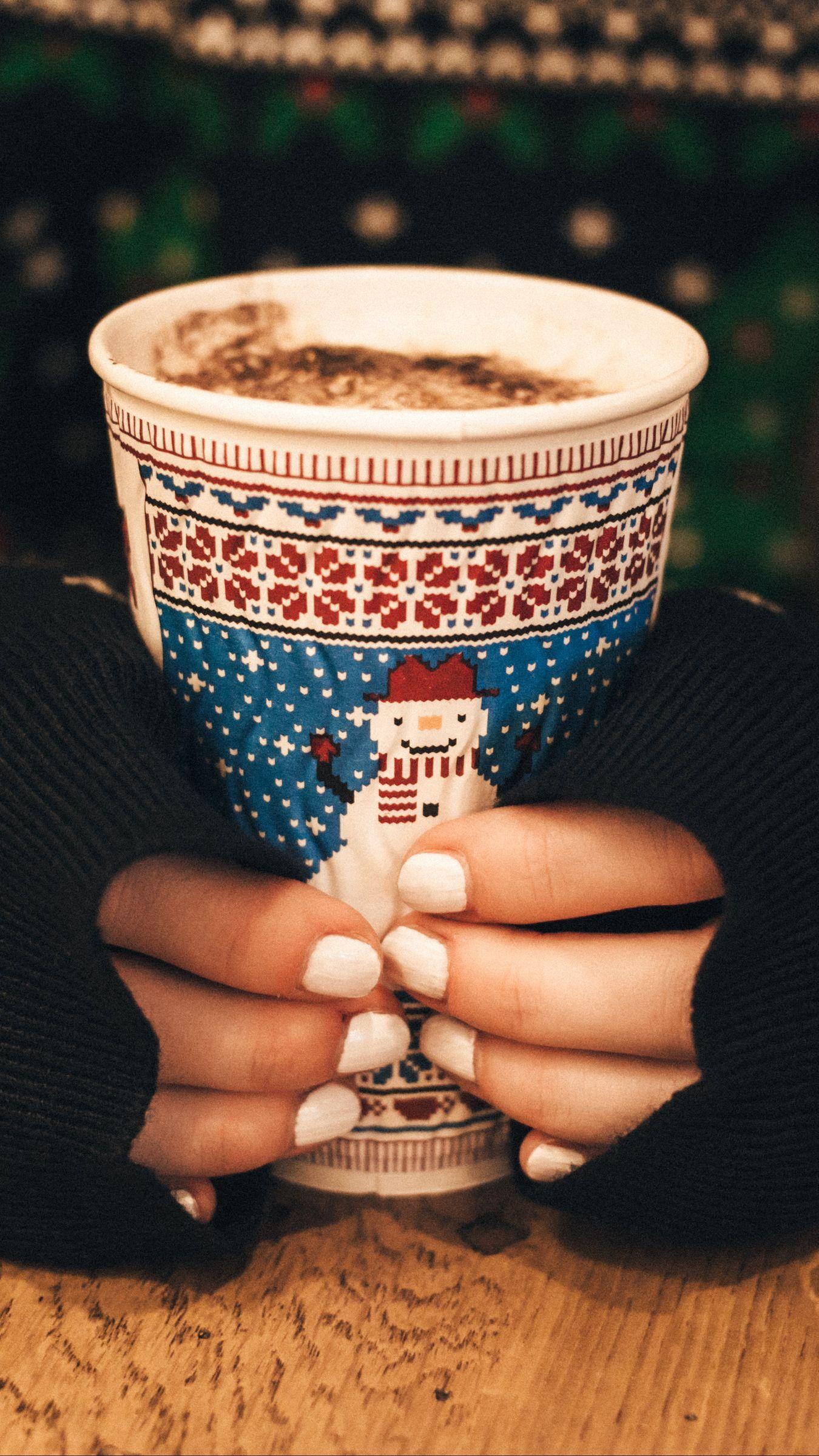 1350x2400 Download wallpaper 1350x2400 hands, coffee, sweater, christmas iphone 8+/7+/6s+/for parallax HD background