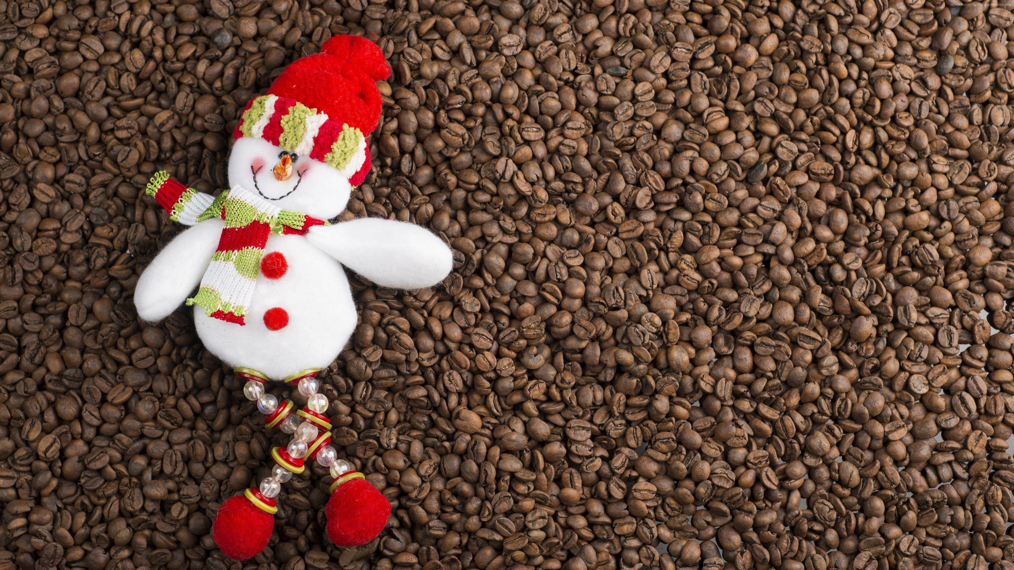3840x2160 Stock Image Christmas, New Year, snowman, coffee, 5k, Stock Image Wallpaper Download Resolution 4K Wallpaper