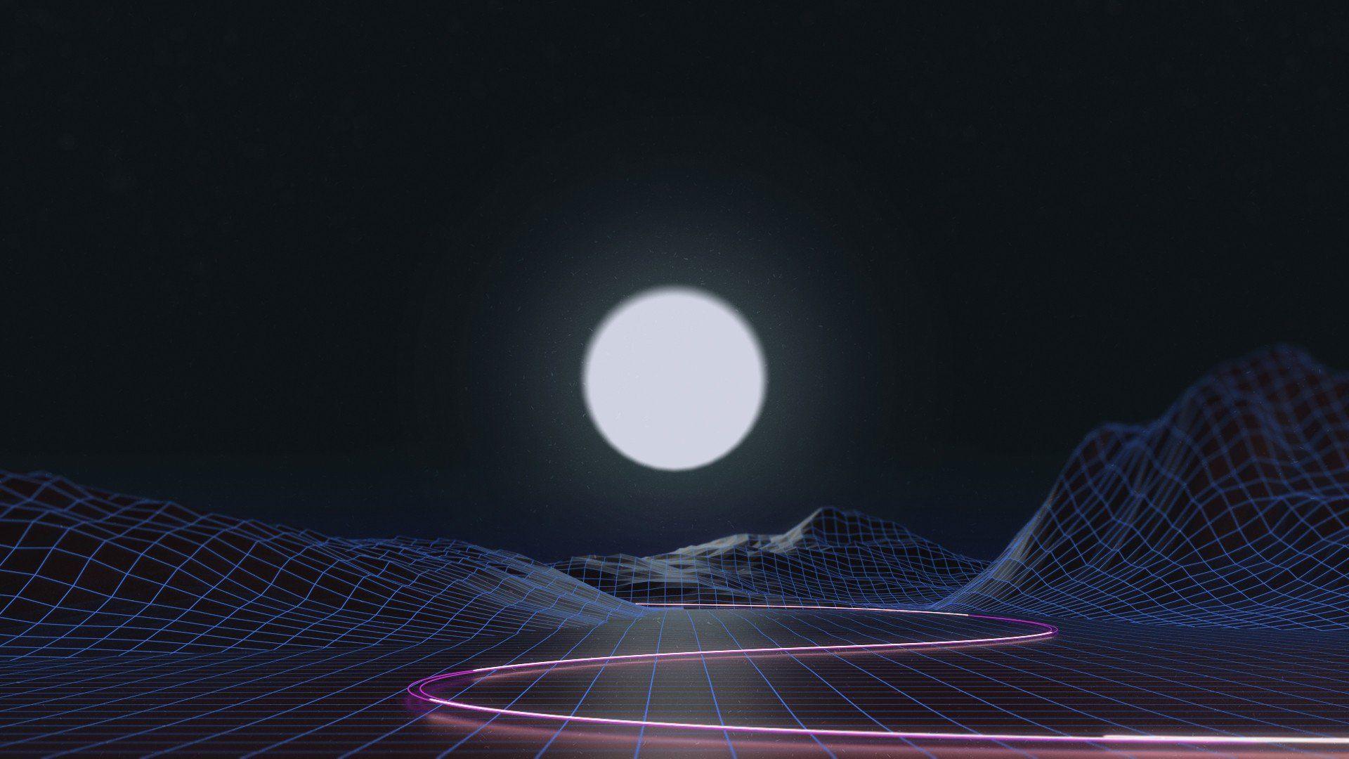 1920x1080 #vaporwave, #wireframe wallpaper