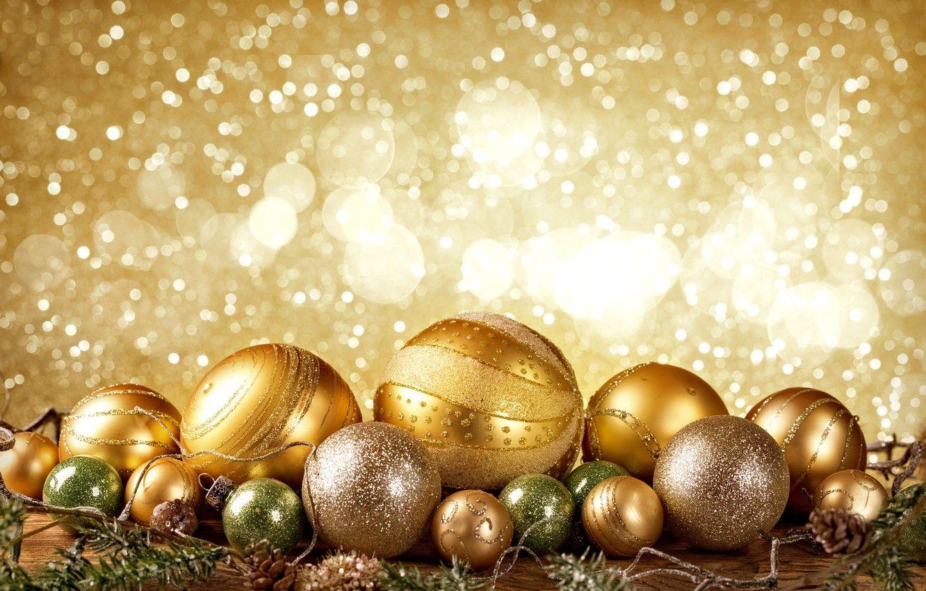 1332x850 Wallpaper New Year, Christmas, golden, christmas, balls, merry christmas, decoration, xmas image for desktop, section новый год