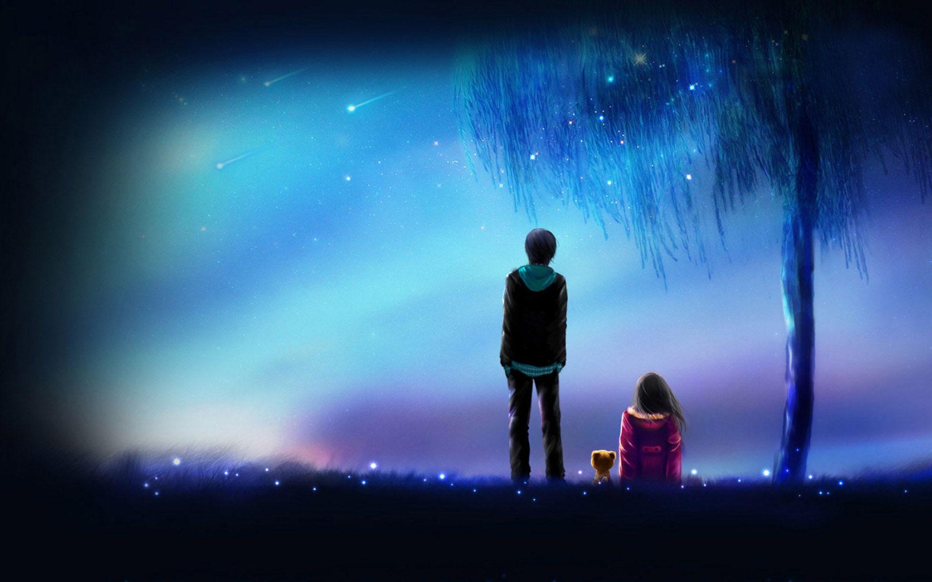 1920x1200 Meteor, anime, anime boy, anime girl, love, night, friends wallpaper • Wallpaper For You HD Wallpaper For Desktop & Mobile