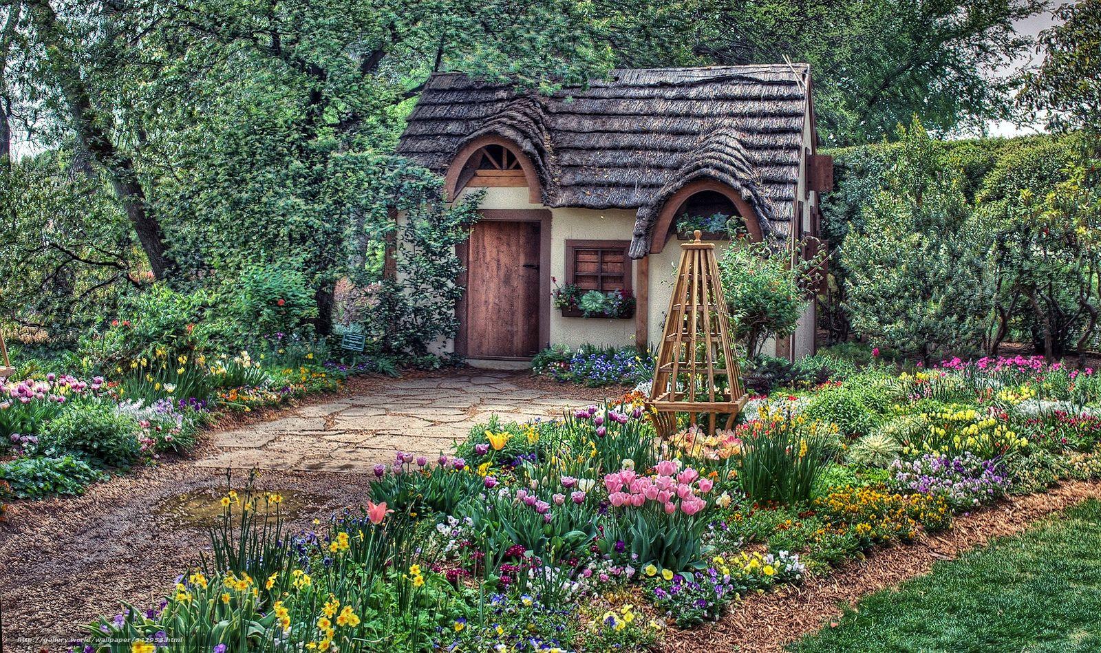 1600x949 Tải xuống hình nền Magic Cottage, nhà, vườn, thảm hoa Hình nền máy tính để bàn miễn phí ở độ phân giải 2048x1215