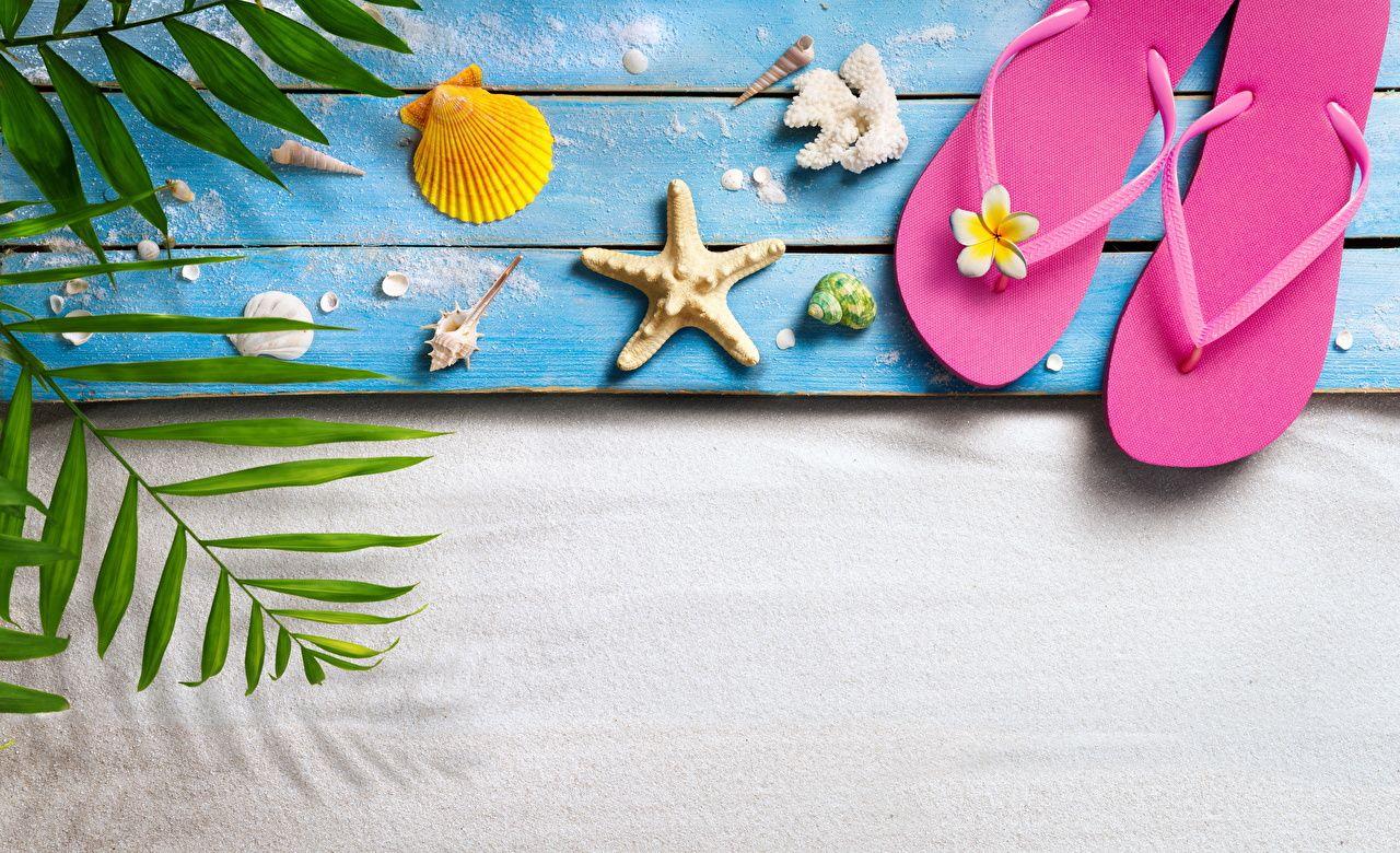 1280x780 Wallpaper Starfish Flip Flops Summer Shells Boards