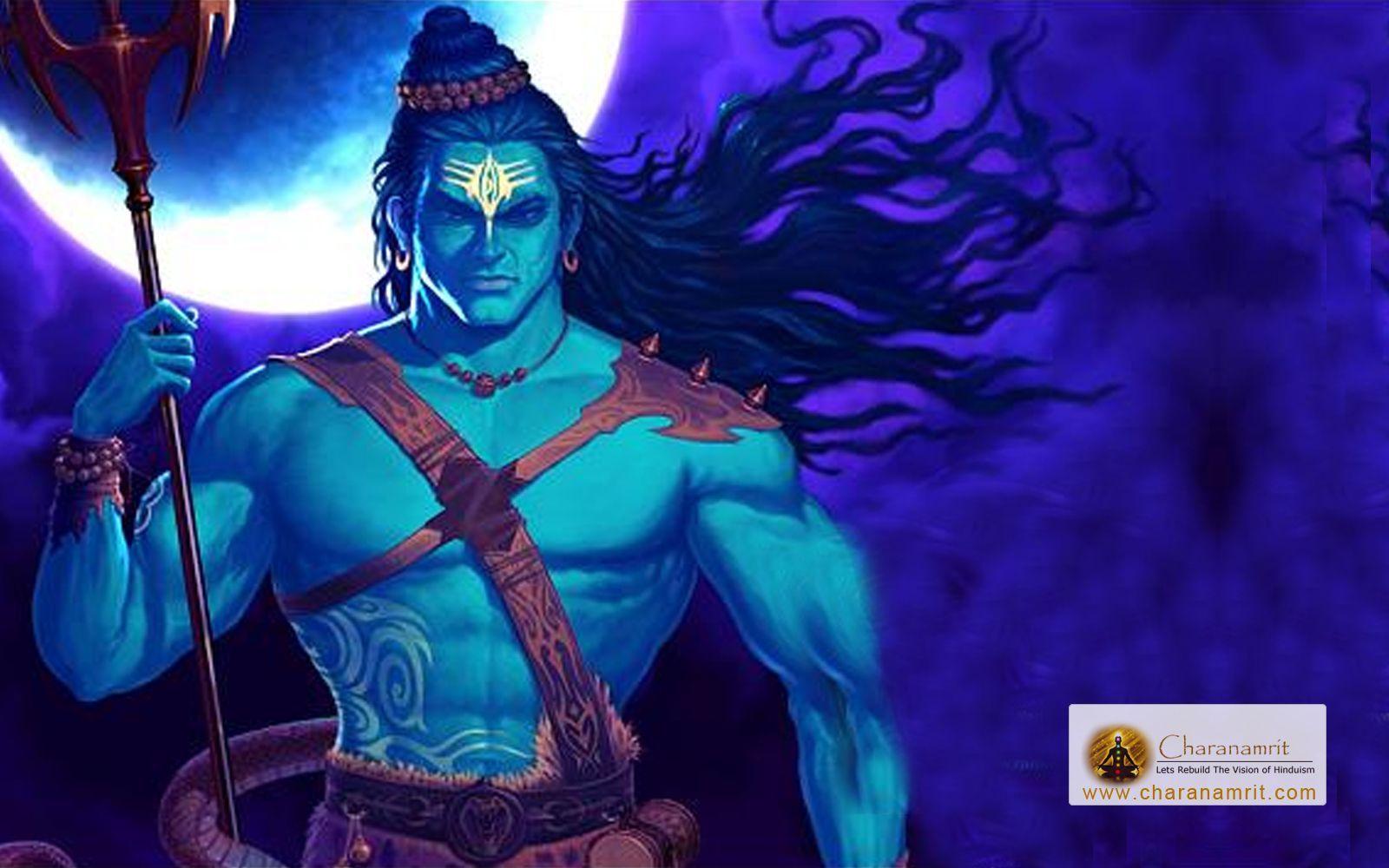 1600x1000 Angry lord Shiva blue colour HD Wallpaper for free download, Lord