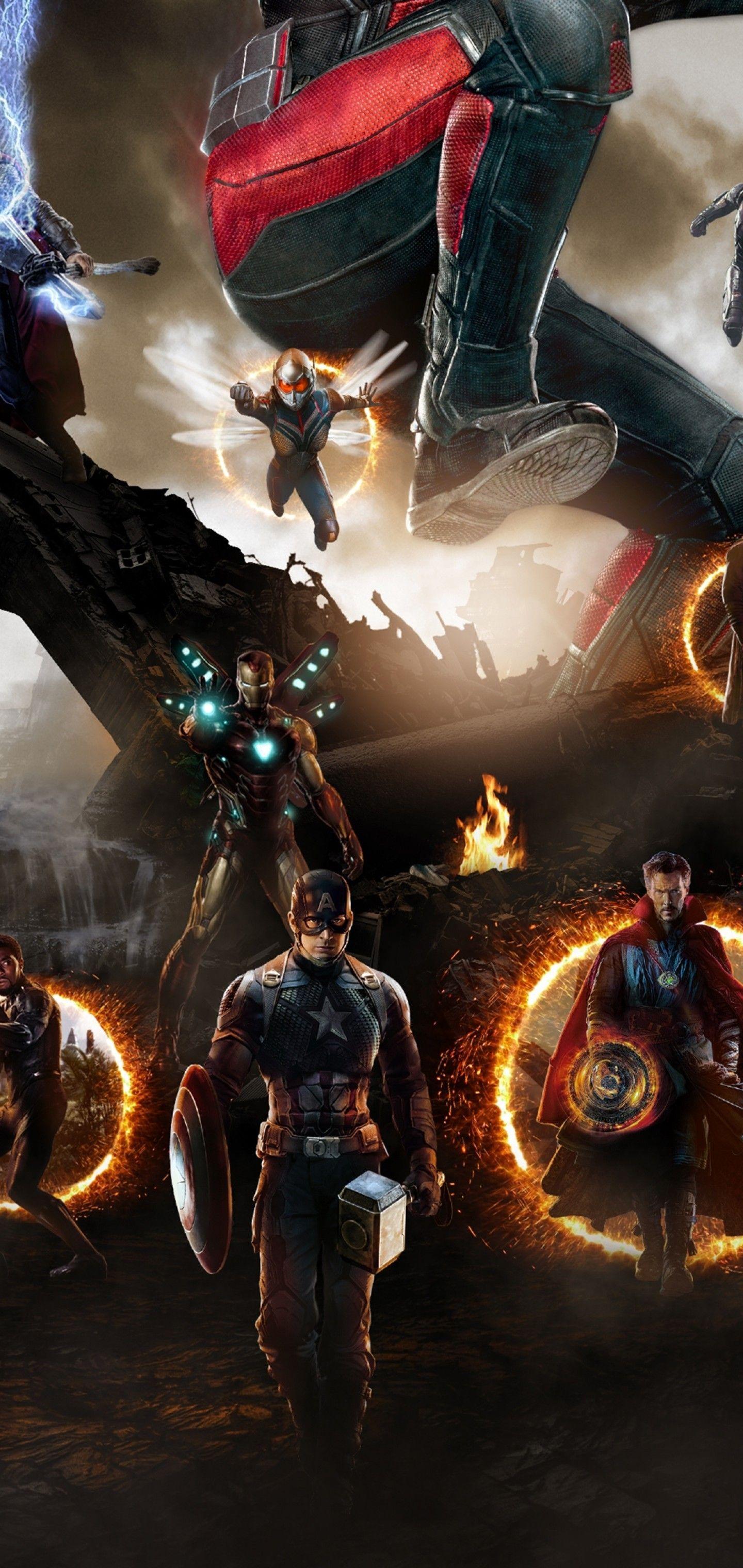 1440x3040 Download 1440x3040 Avengers: Endgame, Artwork, Characters, Thor, Iron Man, Hulk Wallpaper for Samsung Galaxy Note Plus & S10 Plus