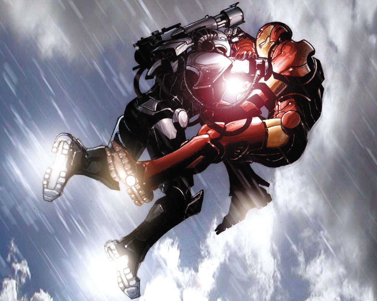 1280x1024 Superman vs Ironman, War Machine and Hulk